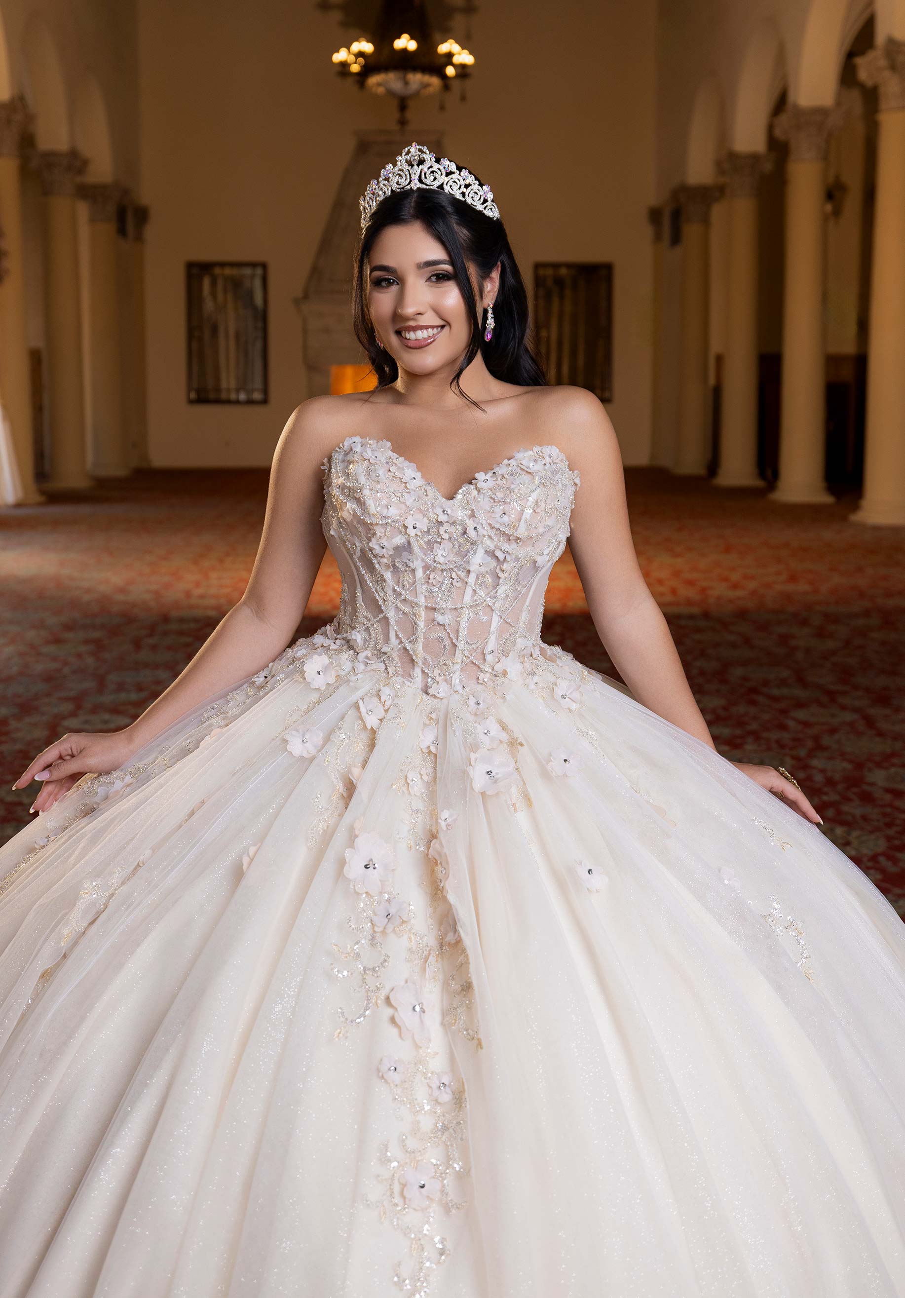 Sweetheart Floor-Length Tulle Quinceañera Ball Gown MGNY Madeline Gardner New York 4080023