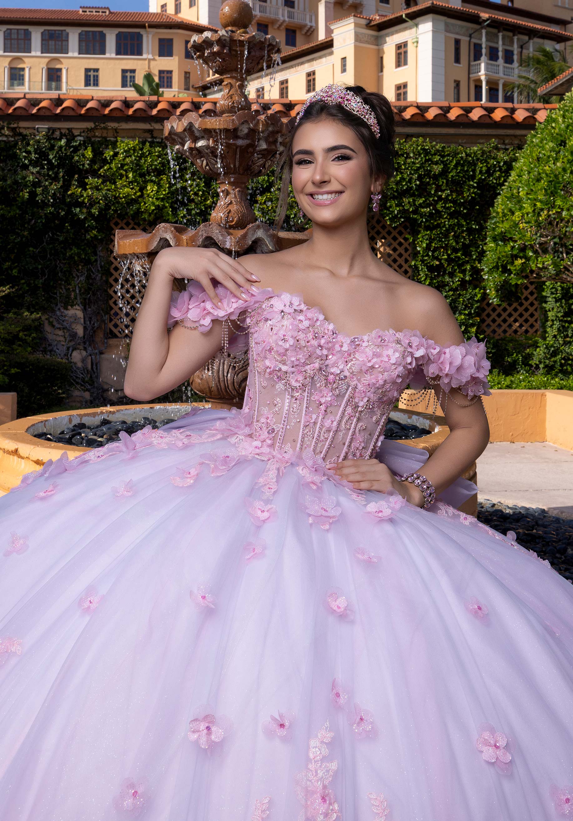 Off-the-Shoulder Floor-Length Tulle Quinceañera Ball Gown MGNY Madeline Gardner New York 4080024