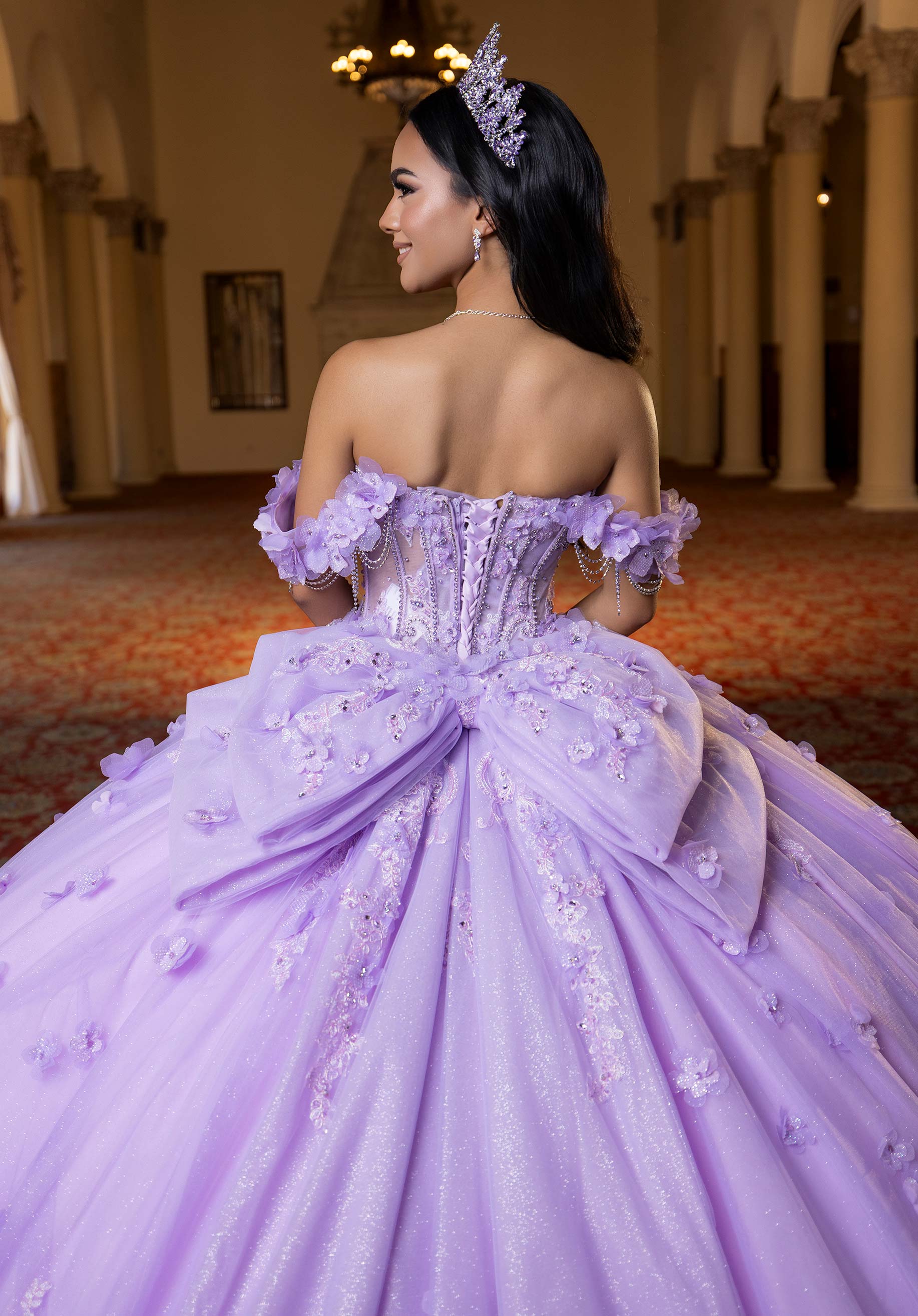 Off-the-Shoulder Floor-Length Tulle Quinceañera Ball Gown MGNY Madeline Gardner New York 4080024
