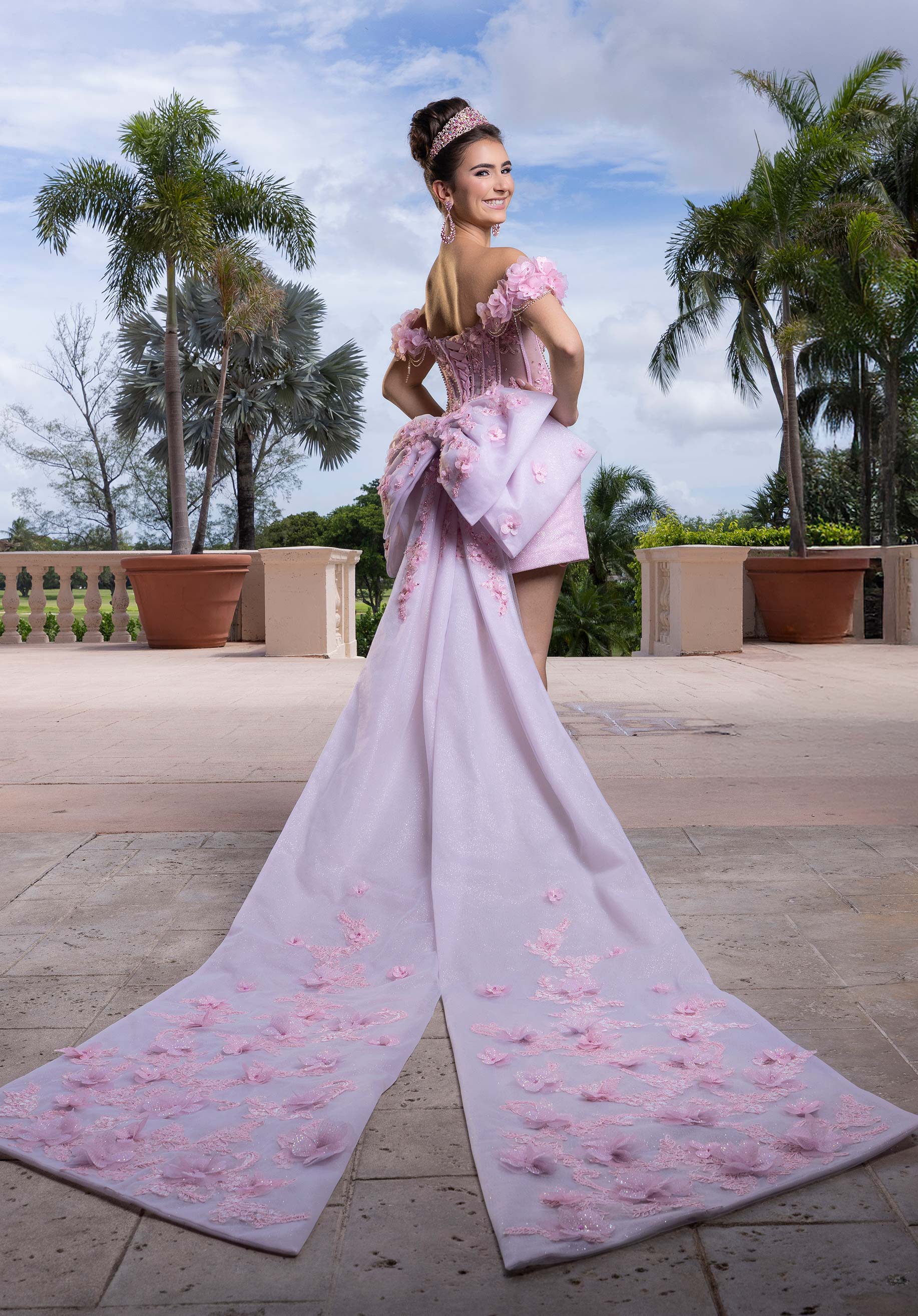 Off-the-Shoulder Floor-Length Tulle Quinceañera Ball Gown MGNY Madeline Gardner New York 4080024