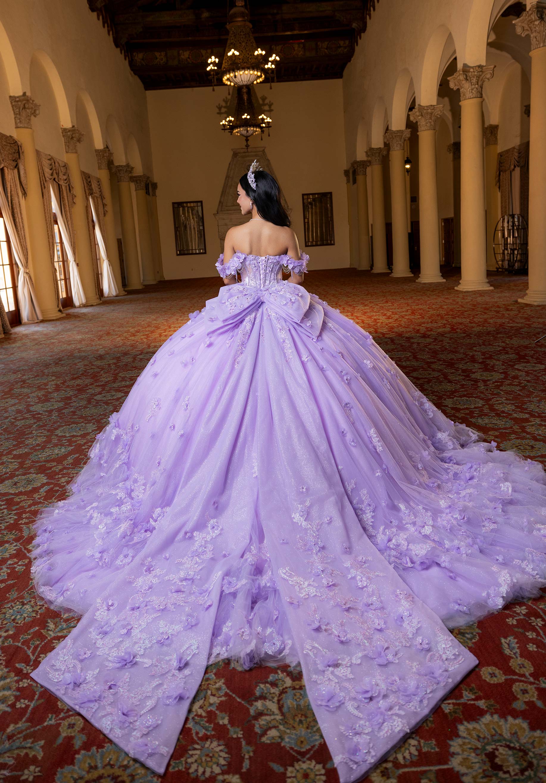 Off-the-Shoulder Floor-Length Tulle Quinceañera Ball Gown MGNY Madeline Gardner New York 4080024