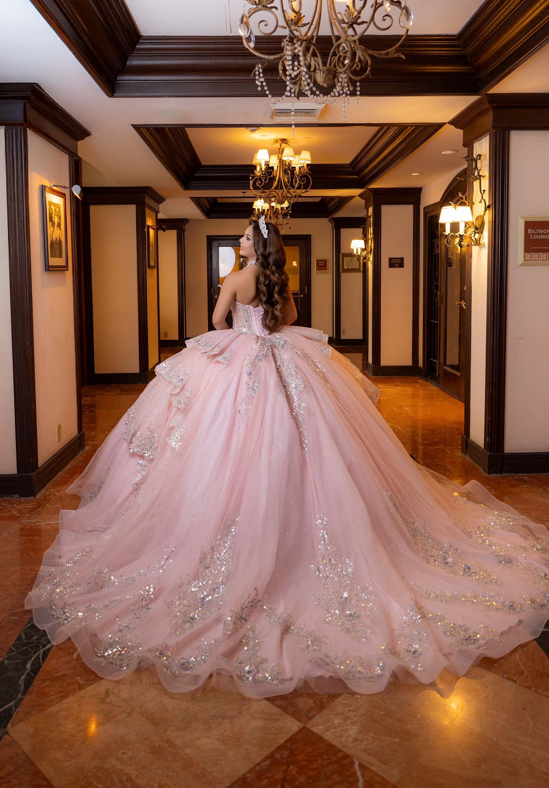 Strapless Curved Neck Floor-Length Tulle Quinceañera Ball Gown MGNY Madeline Gardner New York 4080025
