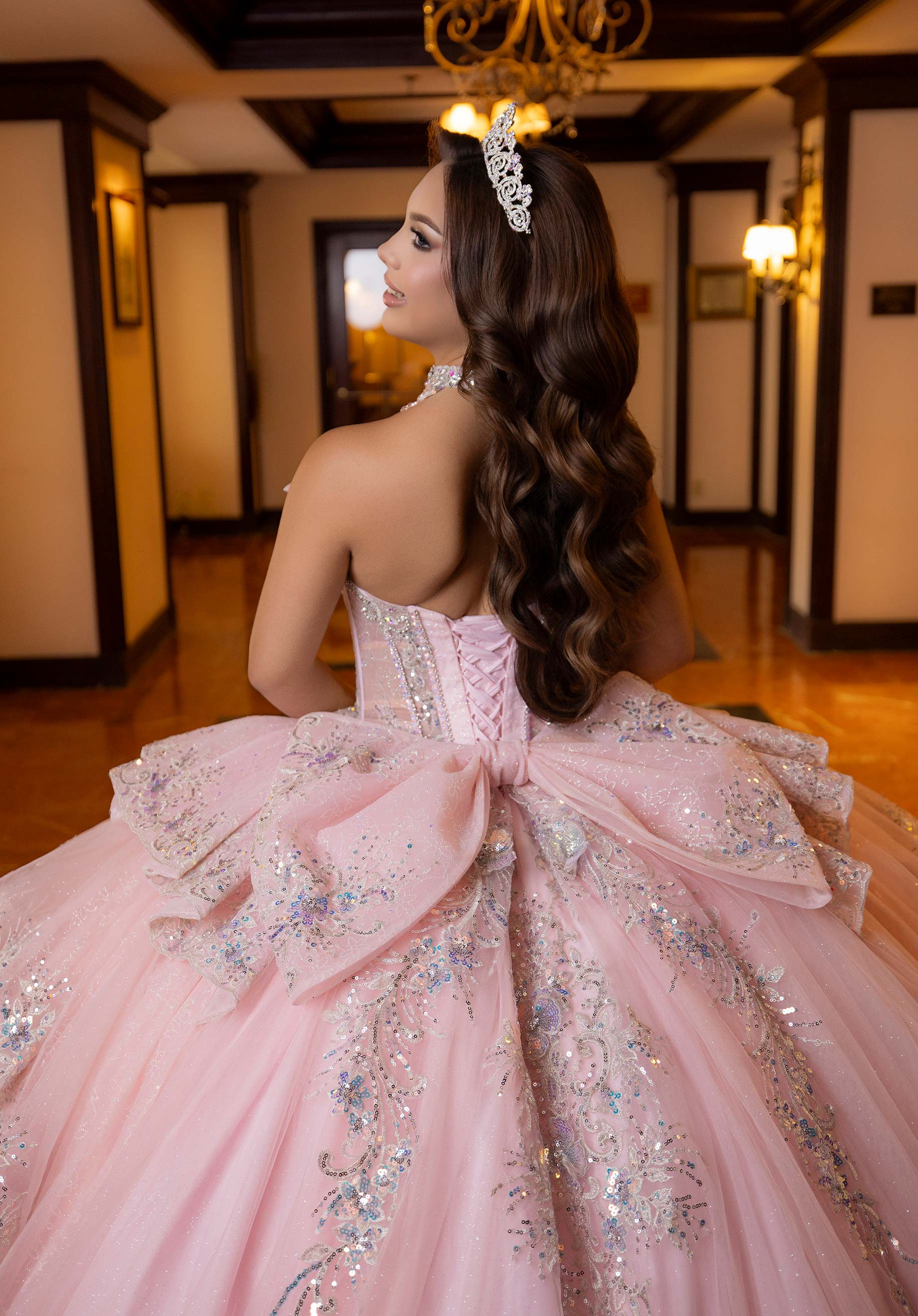 Strapless Curved Neck Floor-Length Tulle Quinceañera Ball Gown MGNY Madeline Gardner New York 4080025