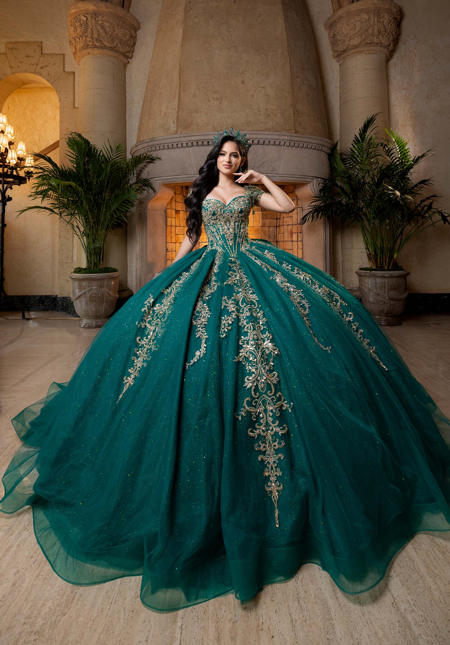 Sweetheart Floor-Length Tulle Quinceañera Ball Gown MGNY Madeline Gardner New York 4080026