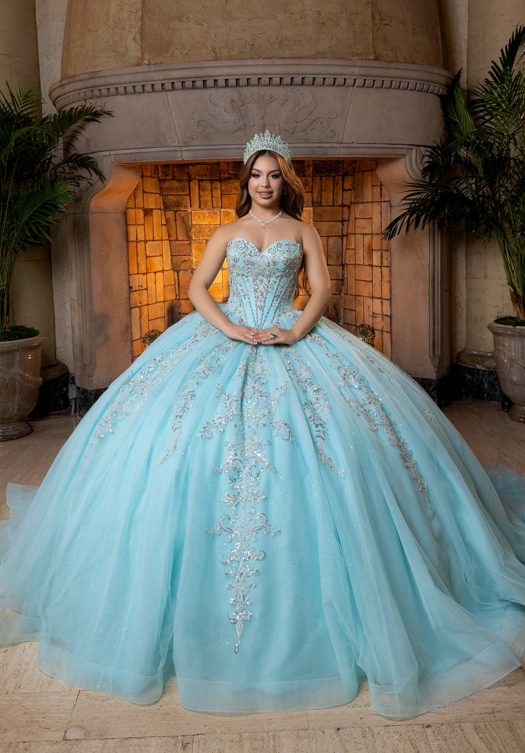 Sweetheart Floor-Length Tulle Quinceañera Ball Gown MGNY Madeline Gardner New York 4080026
