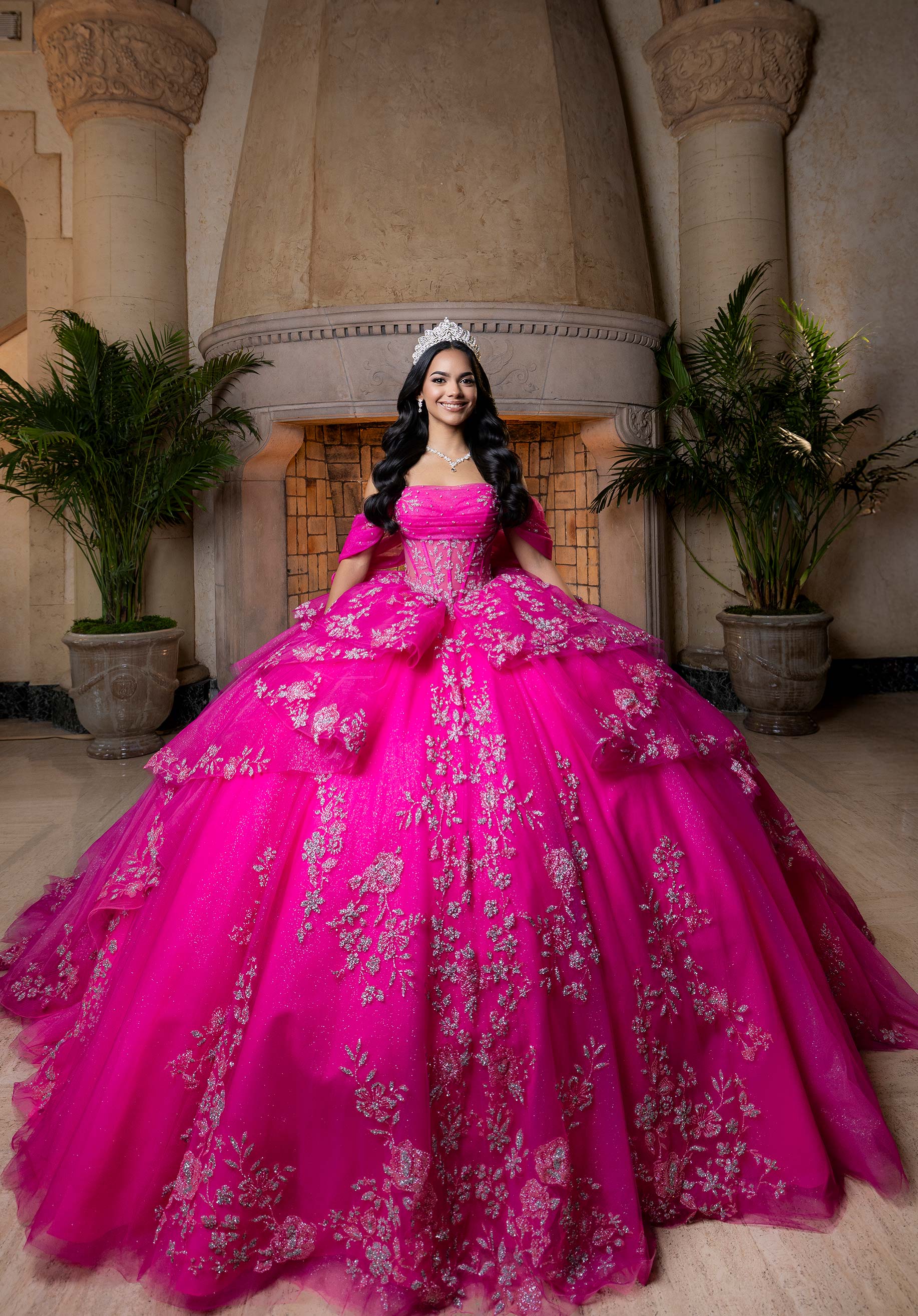 Off-the-Shoulder Floor-Length Tulle Quinceañera Ball Gown MGNY Madeline Gardner New York 4080027