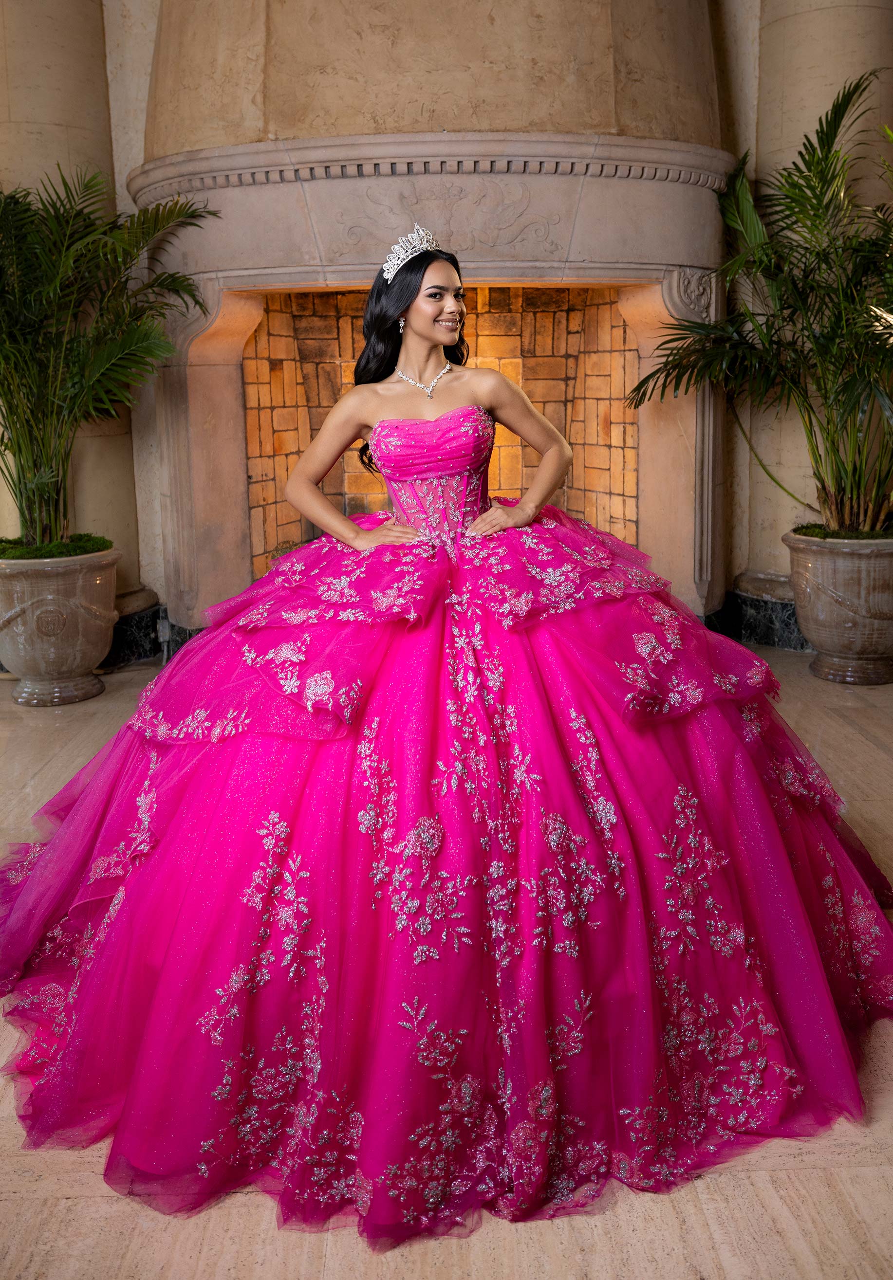 Off-the-Shoulder Floor-Length Tulle Quinceañera Ball Gown MGNY Madeline Gardner New York 4080027