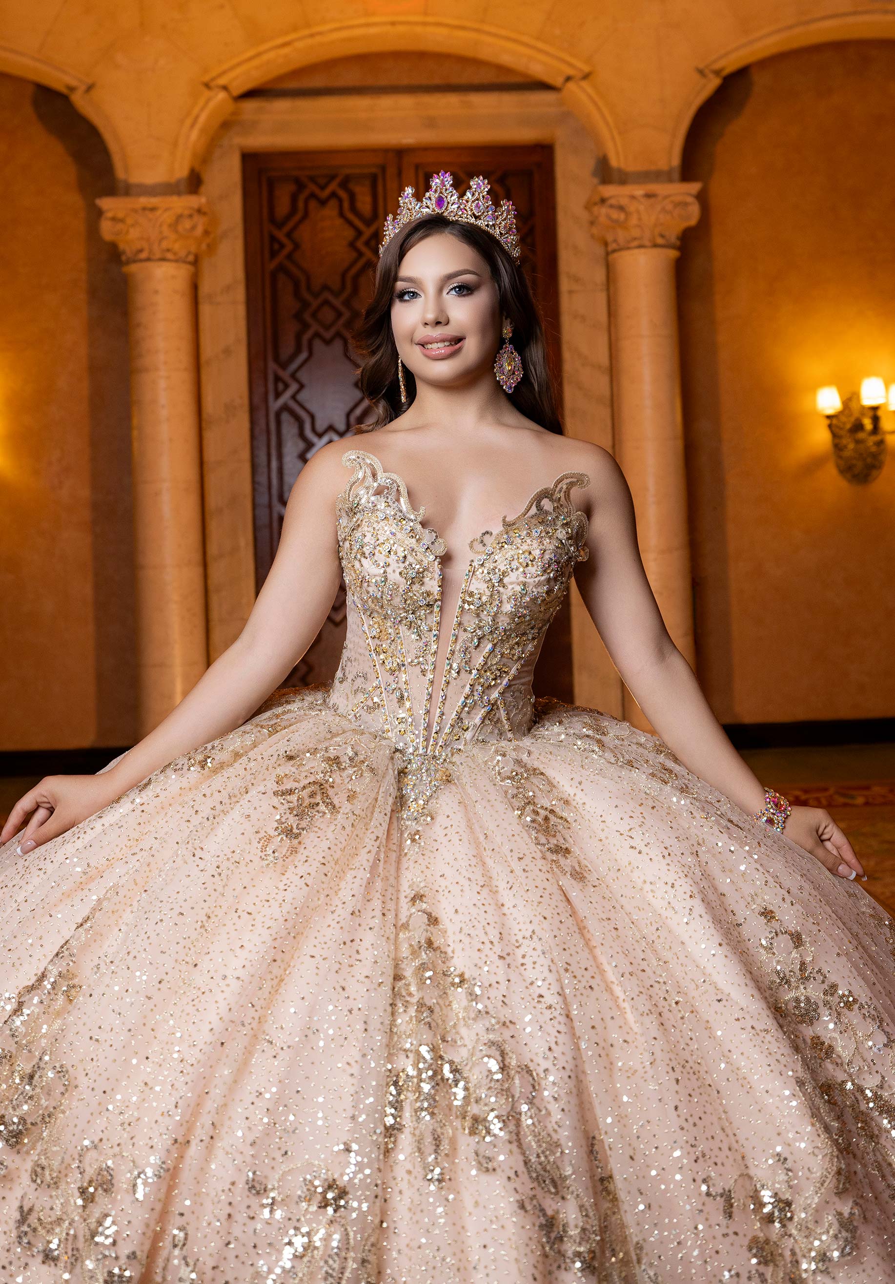 Off-the-Shoulder Floor-Length Tulle Quinceañera Ball Gown MGNY Madeline Gardner New York 4080028