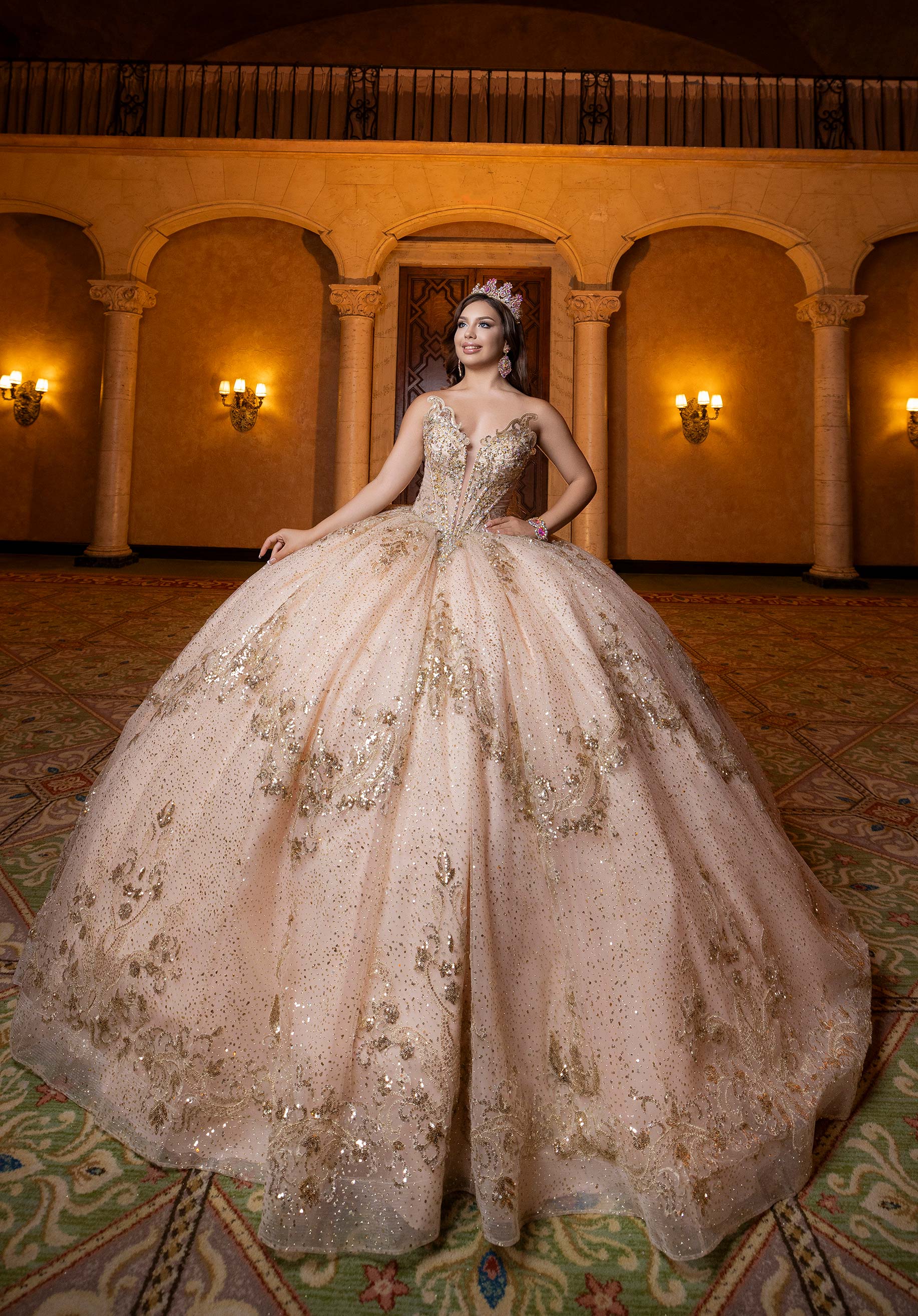 Off-the-Shoulder Floor-Length Tulle Quinceañera Ball Gown MGNY Madeline Gardner New York 4080028