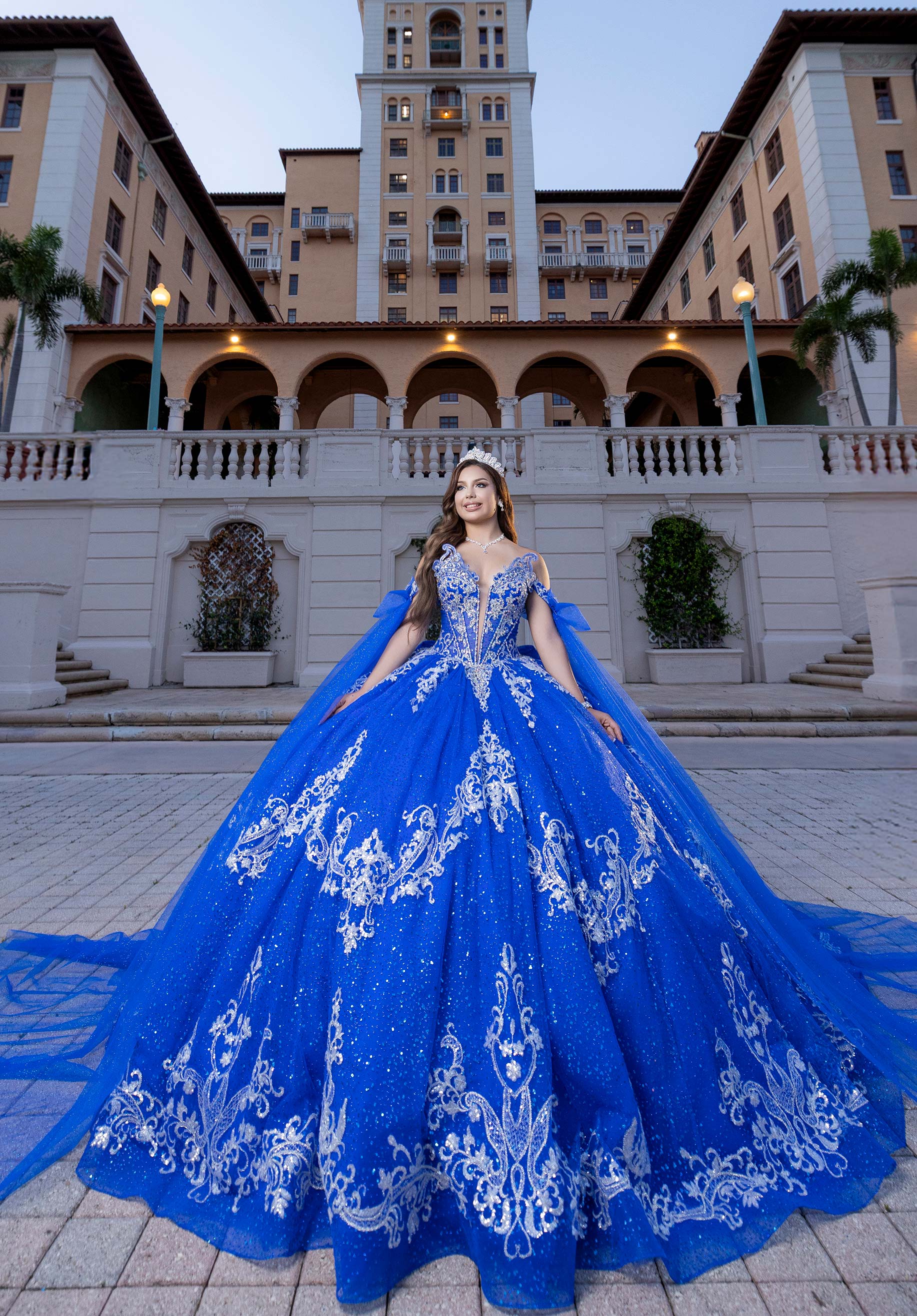 Off-the-Shoulder Floor-Length Tulle Quinceañera Ball Gown MGNY Madeline Gardner New York 4080028