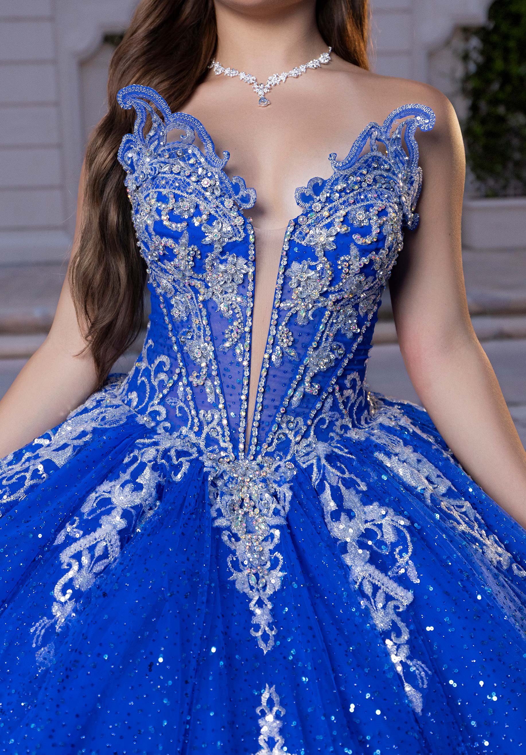 Off-the-Shoulder Floor-Length Tulle Quinceañera Ball Gown MGNY Madeline Gardner New York 4080028
