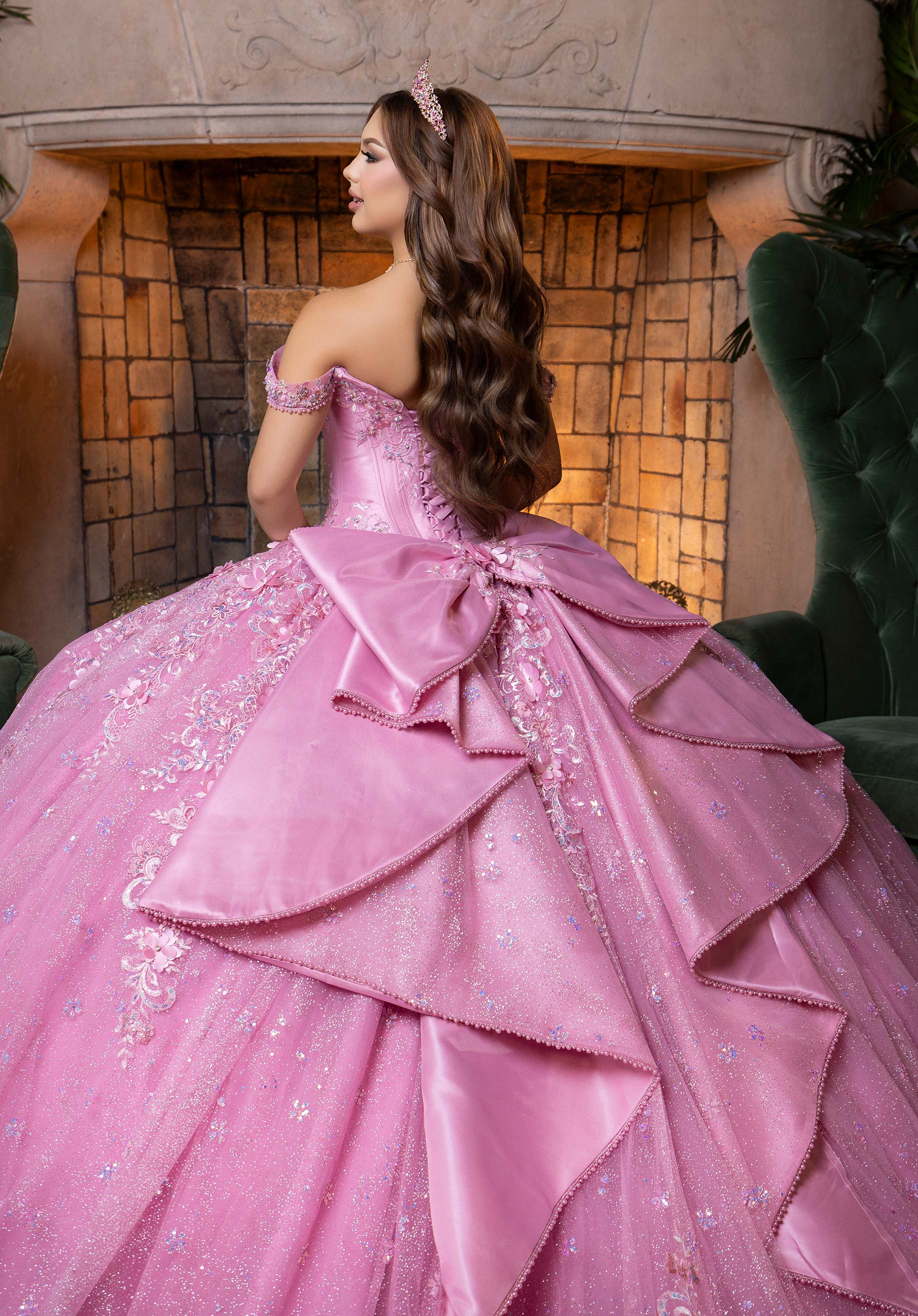Strapless Curved Neck Floor-Length Tulle Quinceañera Ball Gown MGNY Madeline Gardner New York 4080029
