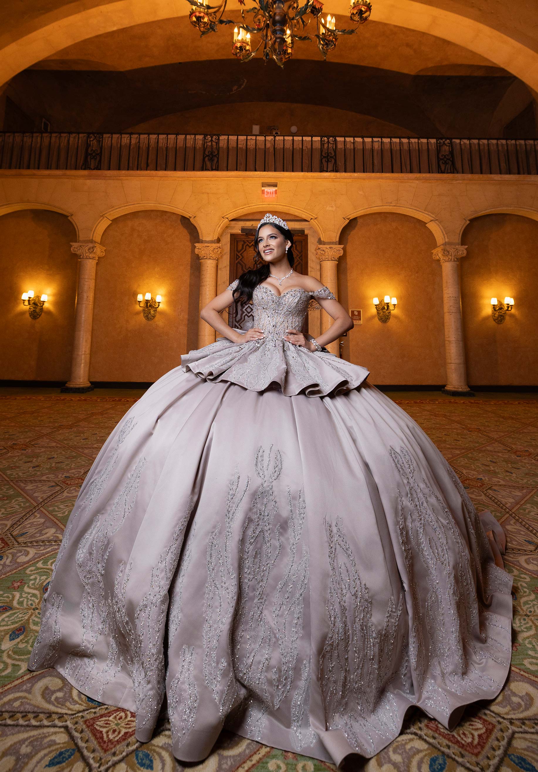 Off-the-Shoulder Floor-Length Tulle Quinceañera Ball Gown MGNY Madeline Gardner New York 4080030