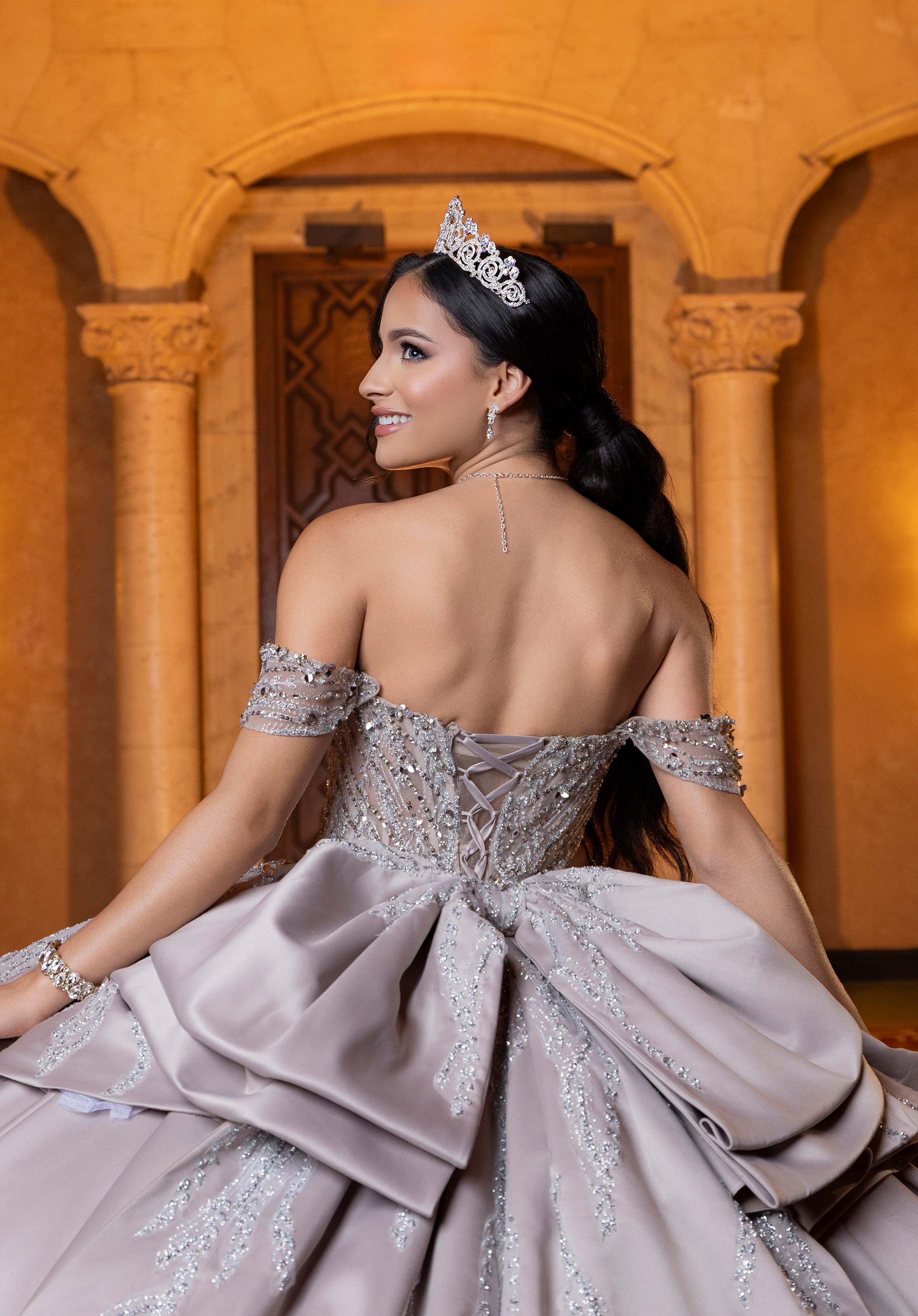 Off-the-Shoulder Floor-Length Tulle Quinceañera Ball Gown MGNY Madeline Gardner New York 4080030