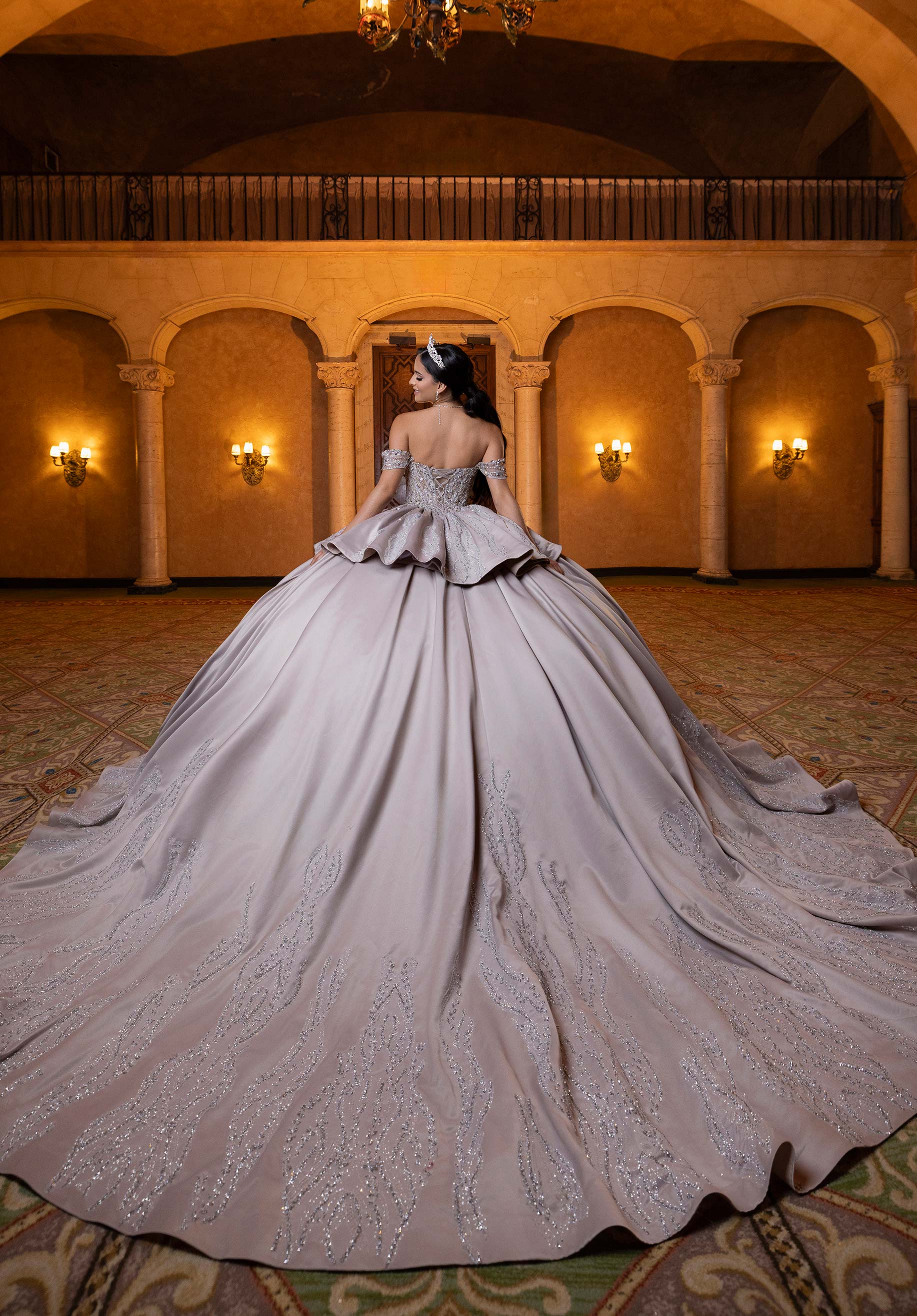 Off-the-Shoulder Floor-Length Tulle Quinceañera Ball Gown MGNY Madeline Gardner New York 4080030