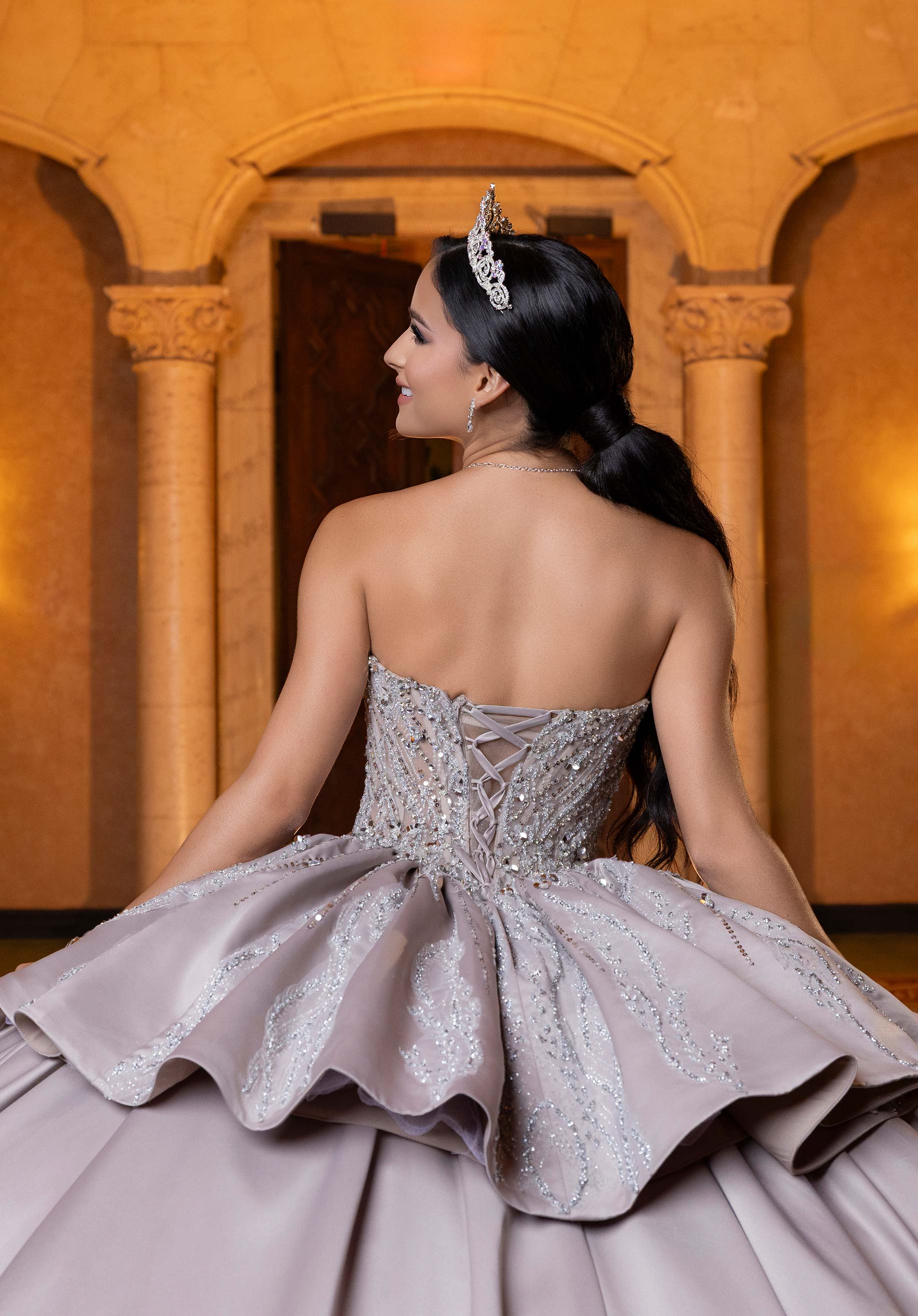 Off-the-Shoulder Floor-Length Tulle Quinceañera Ball Gown MGNY Madeline Gardner New York 4080030