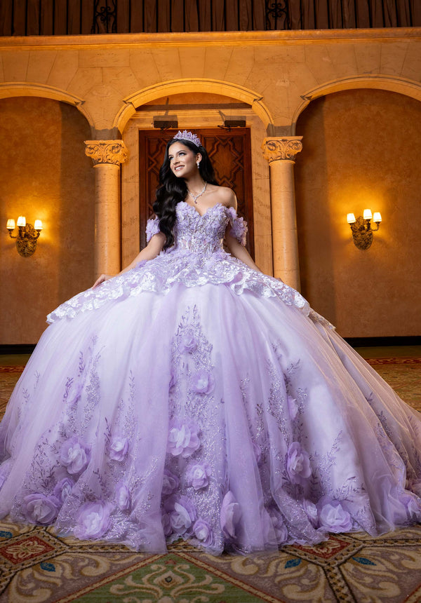 Off-the-Shoulder Floor-Length Tulle Quinceañera Ball Gown MGNY Madeline Gardner New York 4080032