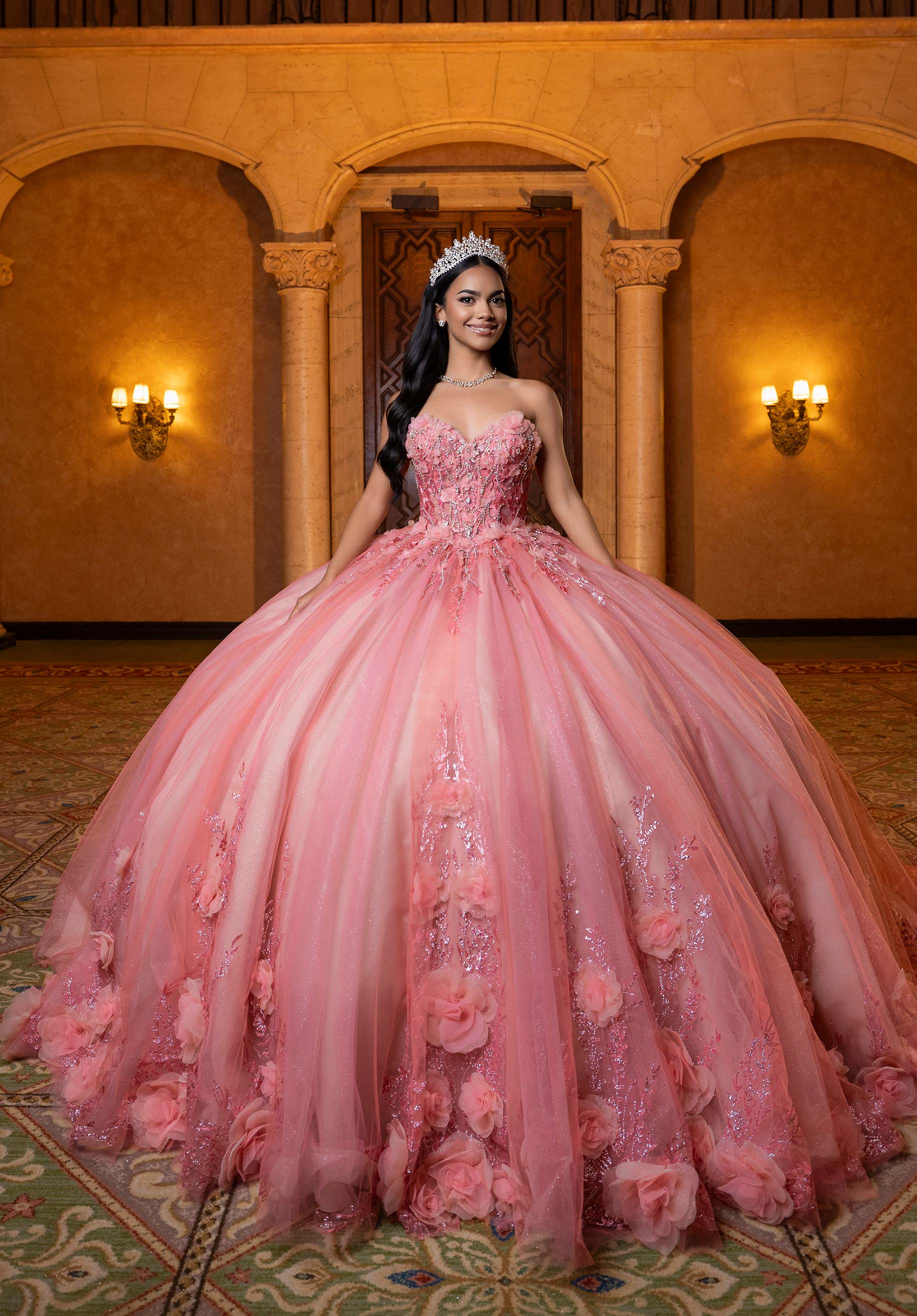 Off-the-Shoulder Floor-Length Tulle Quinceañera Ball Gown MGNY Madeline Gardner New York 4080032