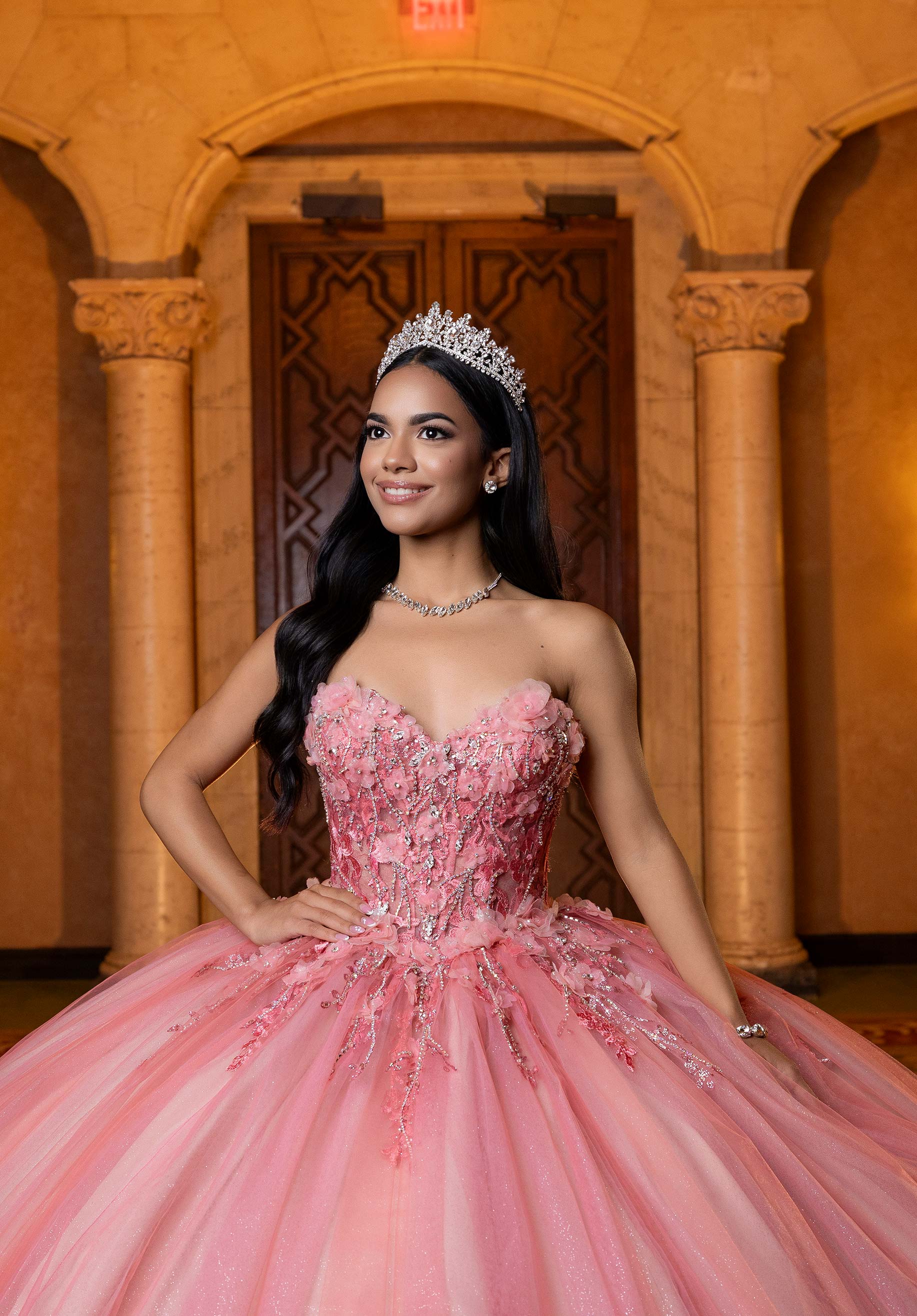 Off-the-Shoulder Floor-Length Tulle Quinceañera Ball Gown MGNY Madeline Gardner New York 4080032