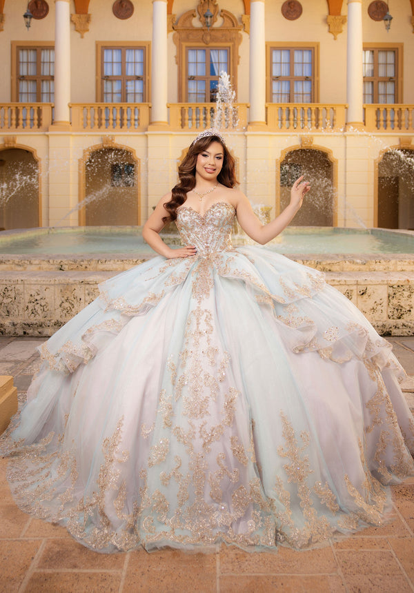 Strapless Curved Neck Floor-Length Tulle Quinceanera Ball Gown MGNY 4080041