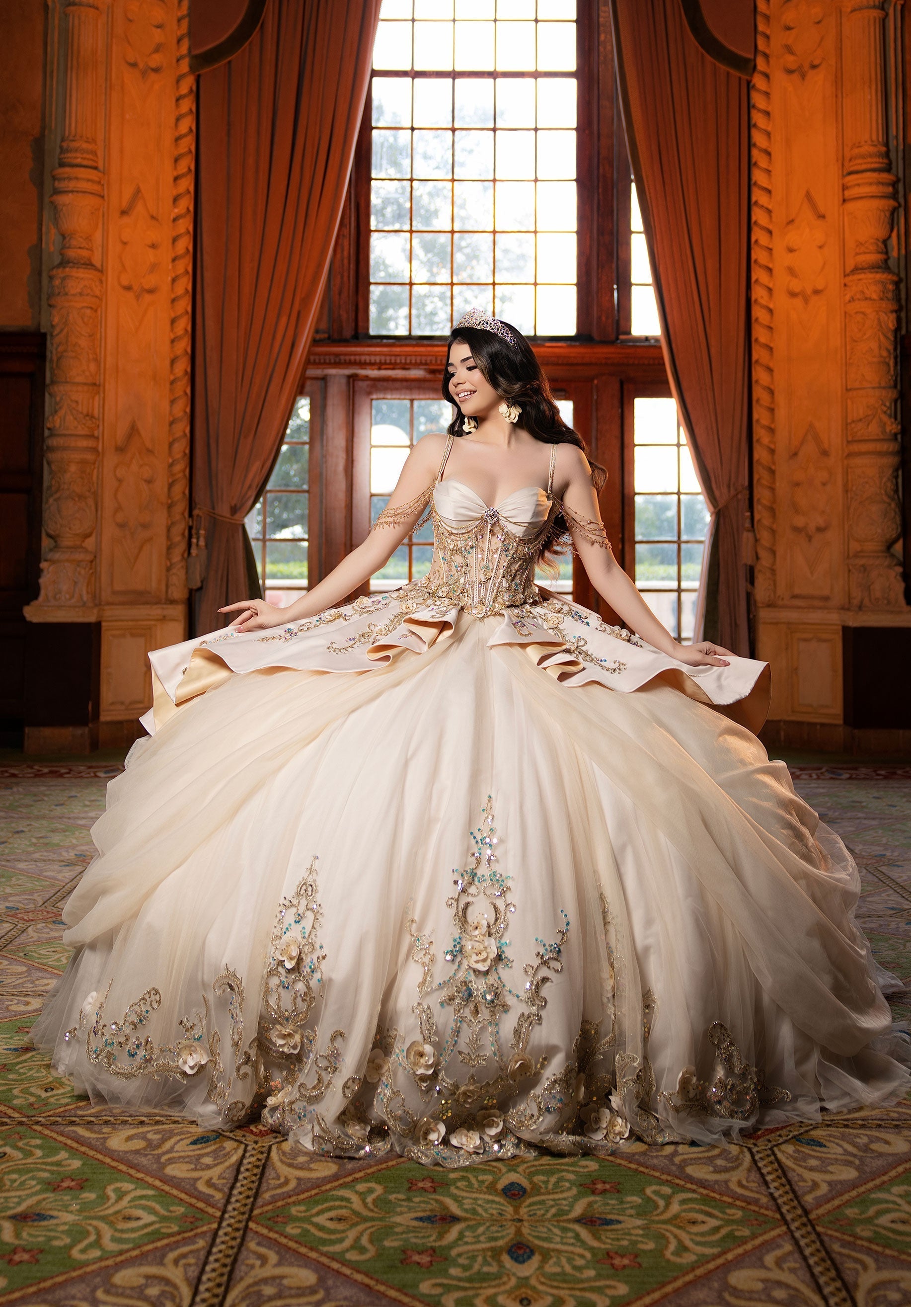 Sweetheart Floor-Length Satin Quinceanera Ball Gown MGNY 4080042