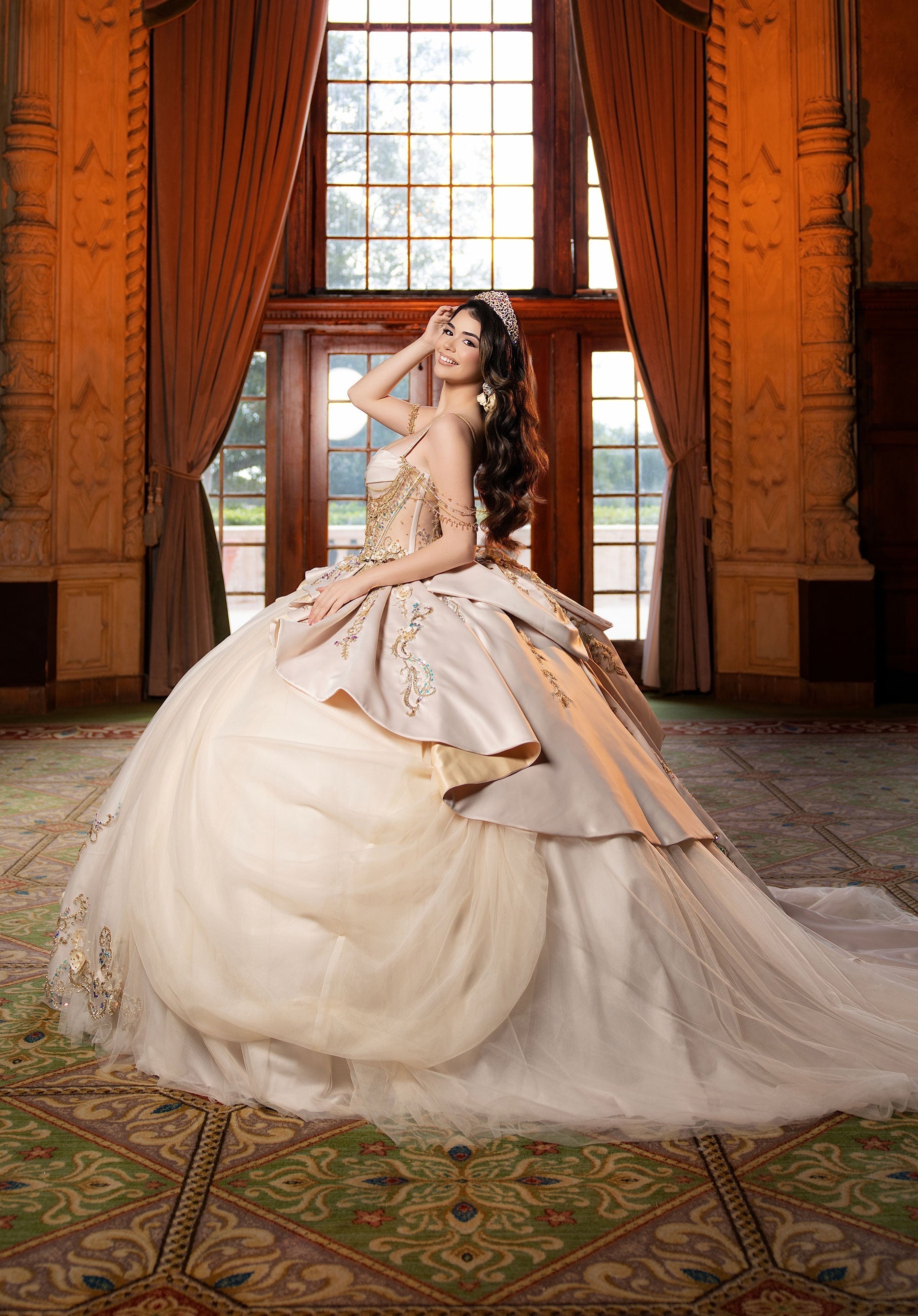 Sweetheart Floor-Length Satin Quinceanera Ball Gown MGNY 4080042