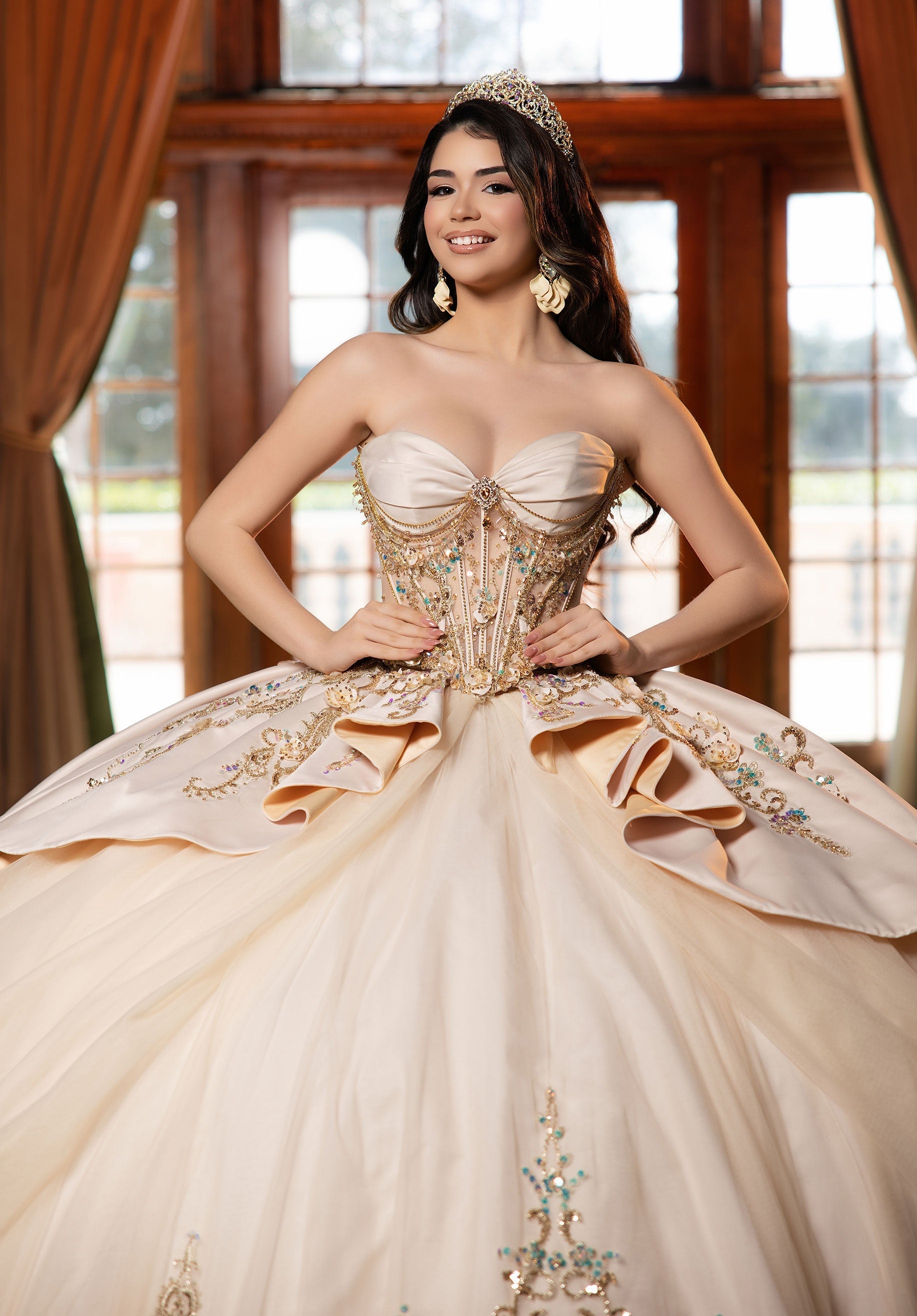 Sweetheart Floor-Length Satin Quinceanera Ball Gown MGNY 4080042