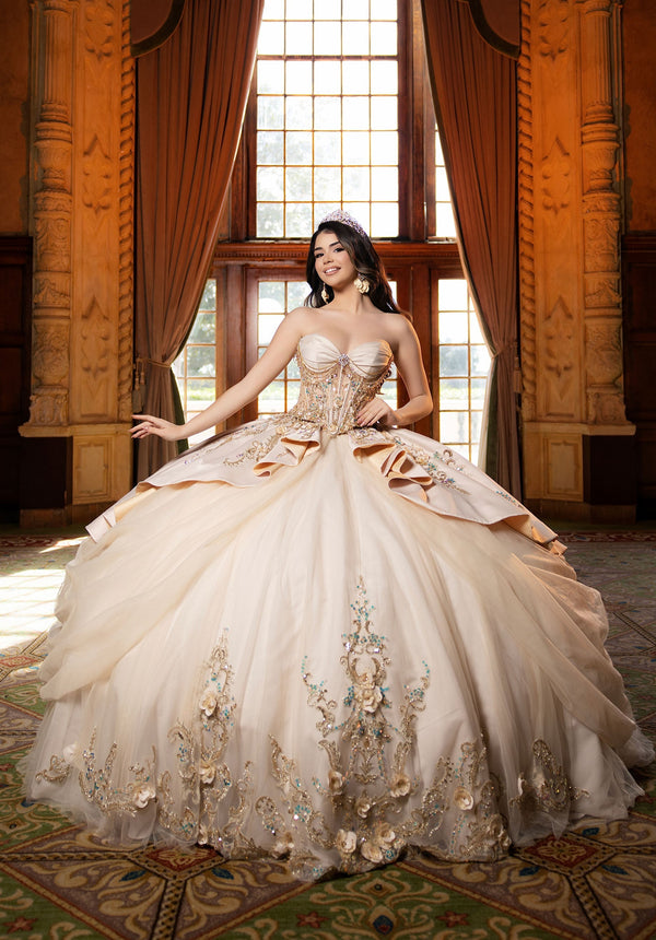 Sweetheart Floor-Length Satin Quinceanera Ball Gown MGNY 4080042