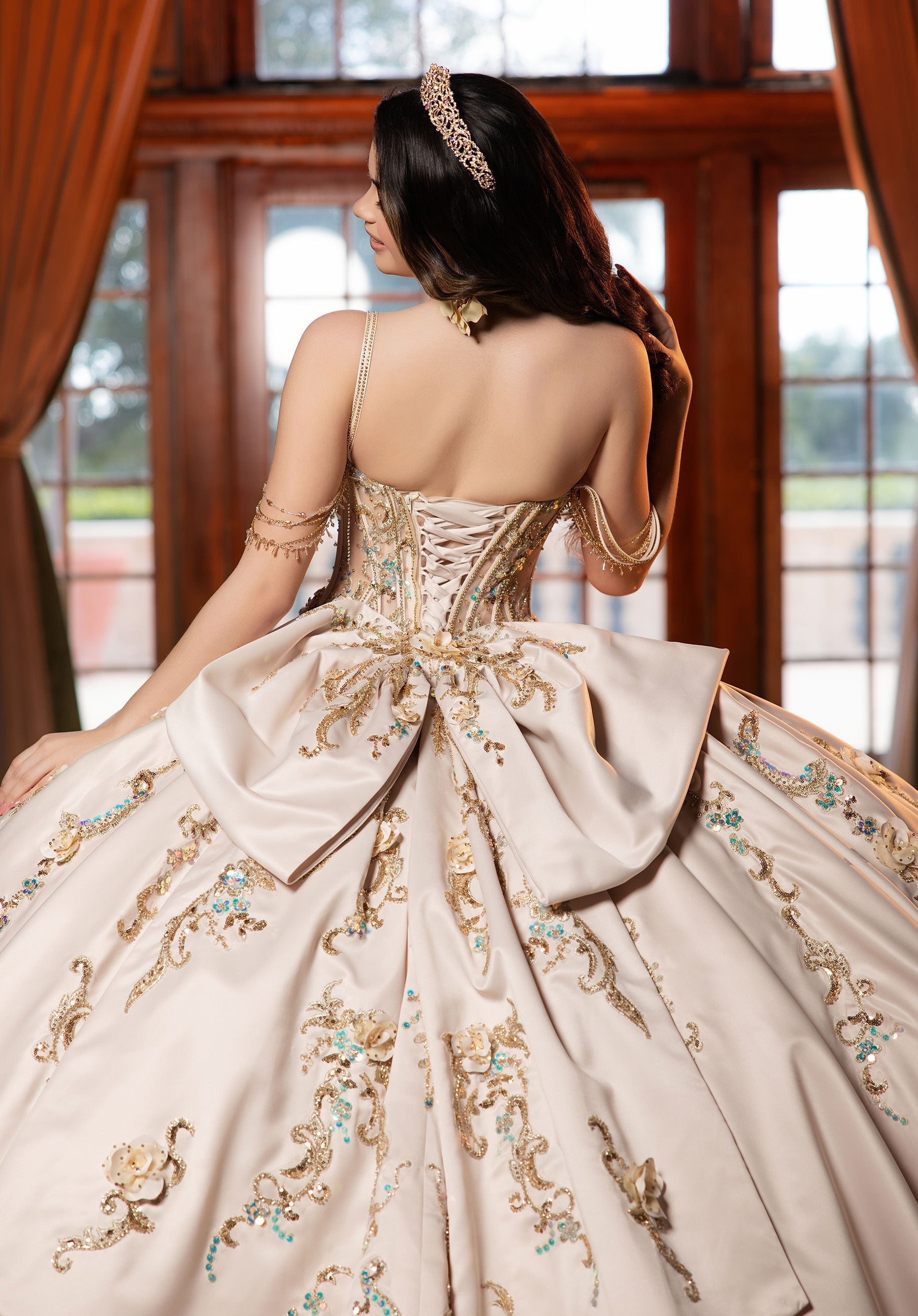 Sweetheart Floor-Length Satin Quinceanera Ball Gown MGNY 4080042