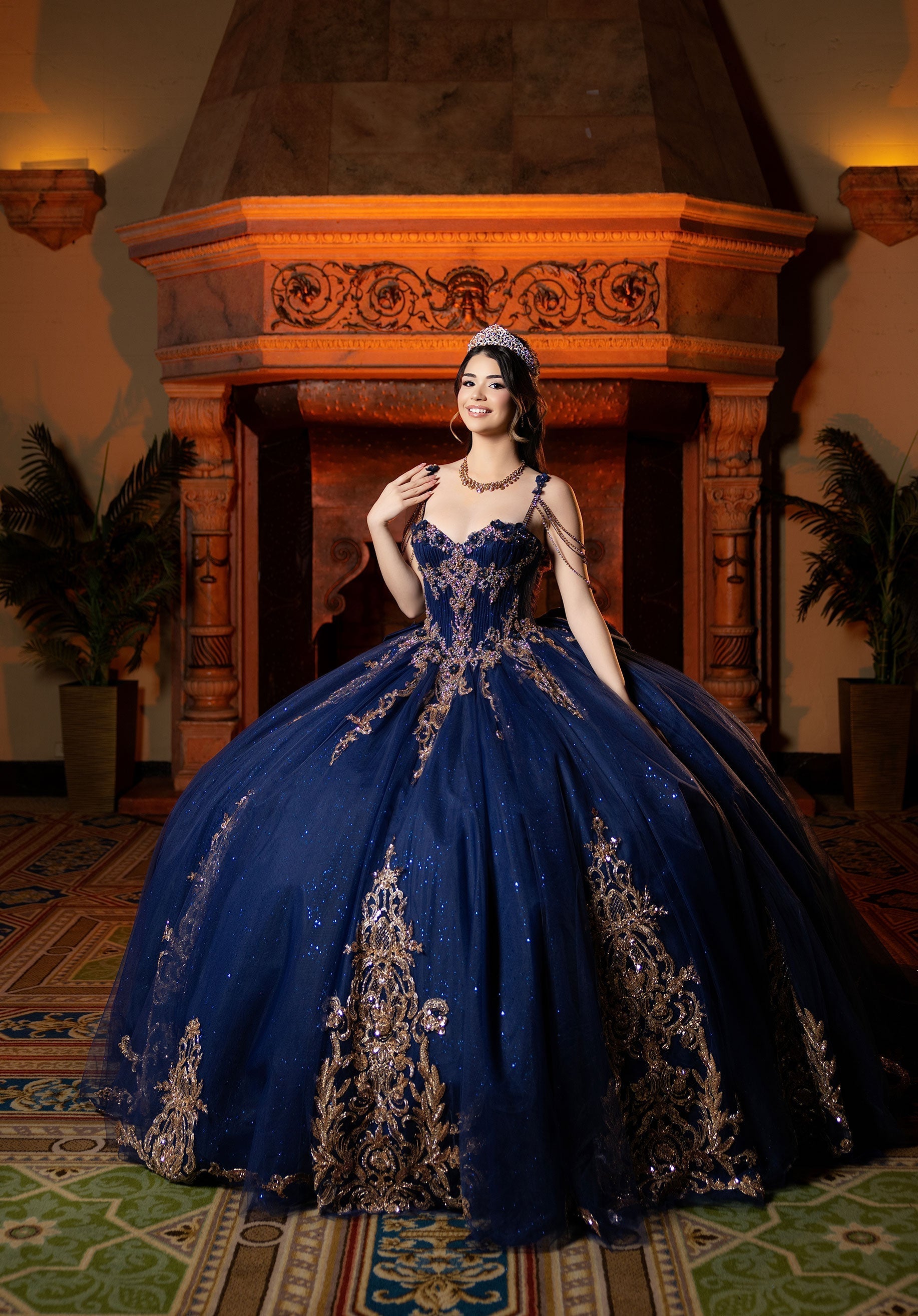 Strapless Curved Neck Floor-Length Tulle Quinceanera Ball Gown MGNY 4080044