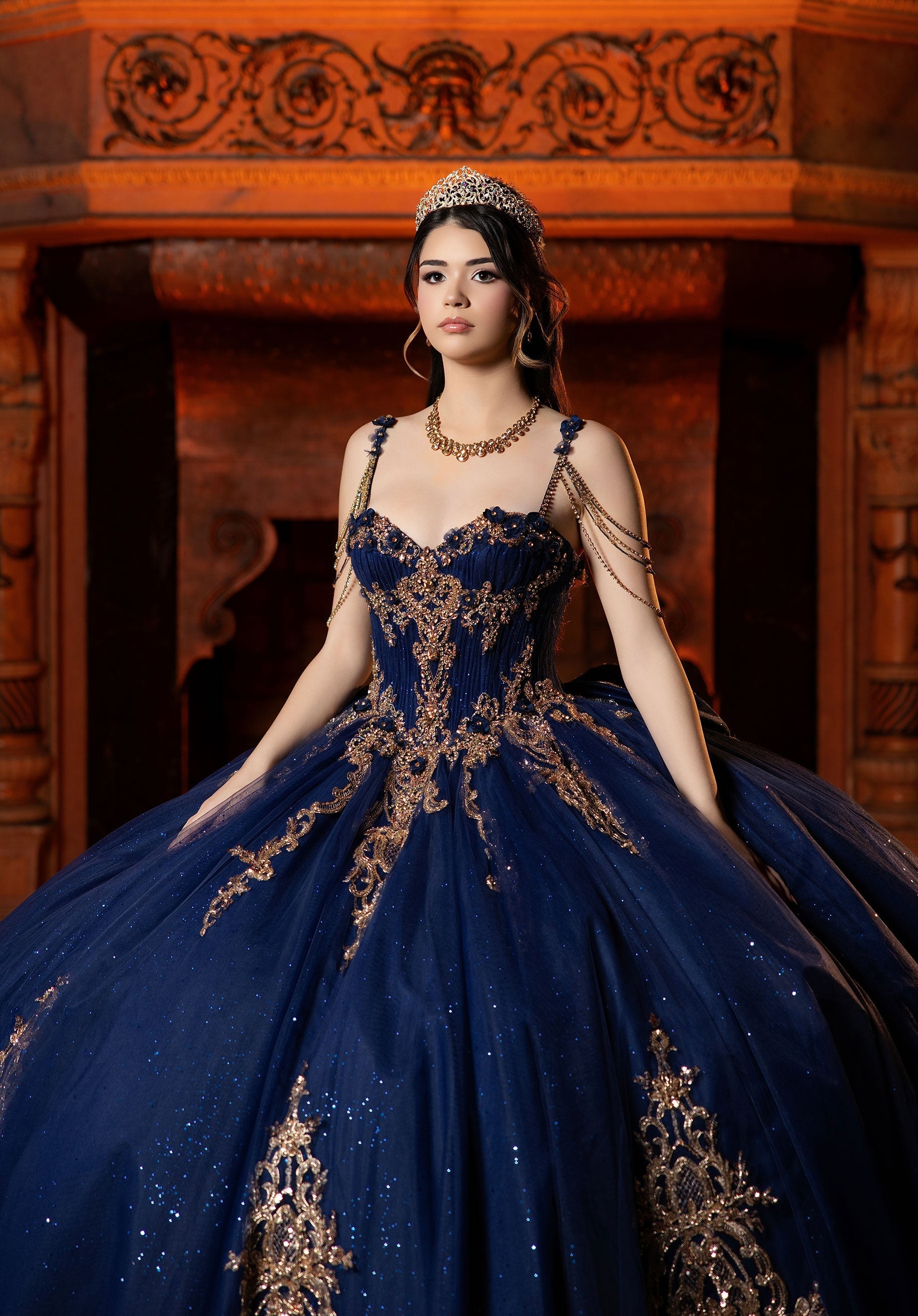 Strapless Curved Neck Floor-Length Tulle Quinceanera Ball Gown MGNY 4080044