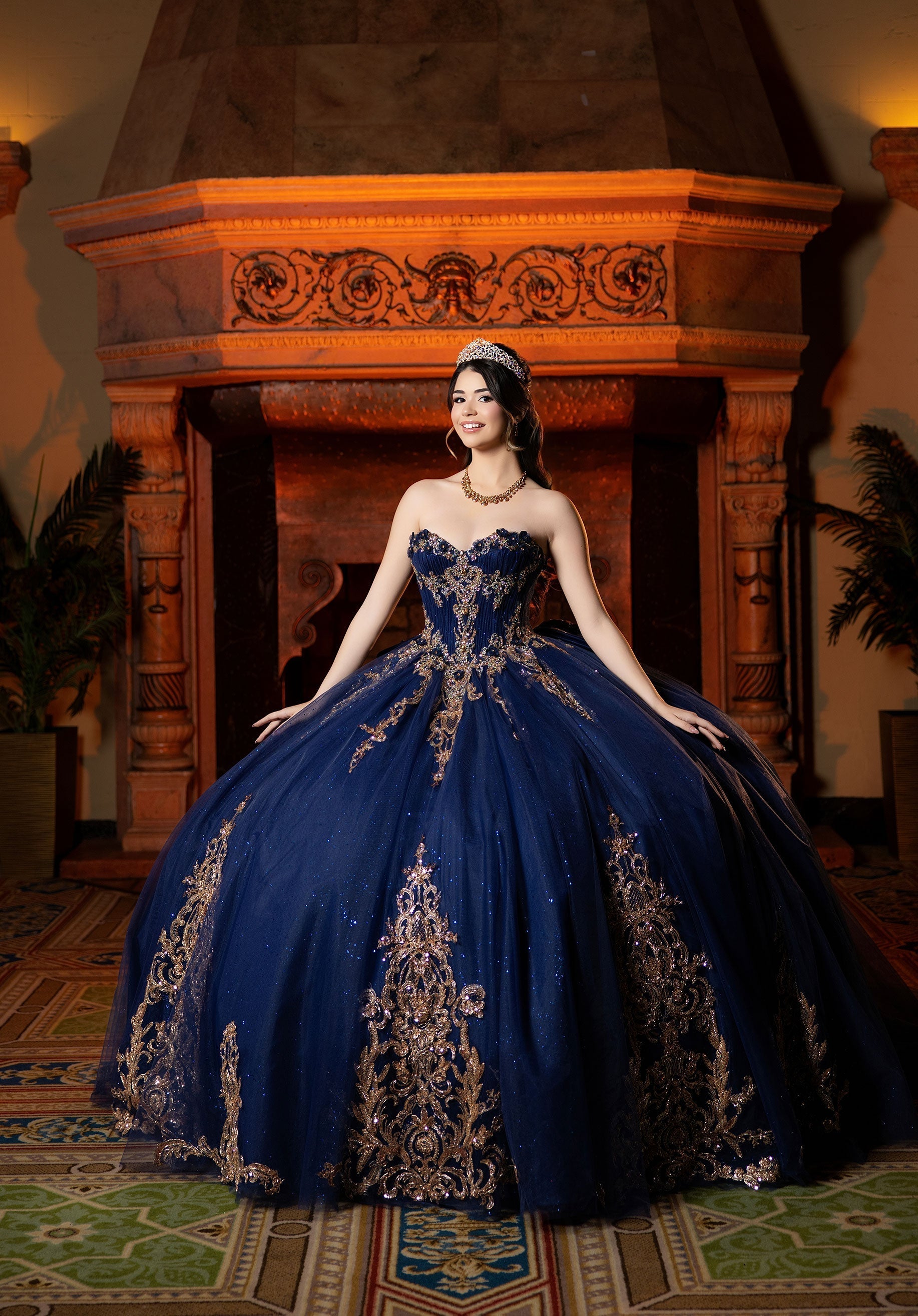 Strapless Curved Neck Floor-Length Tulle Quinceanera Ball Gown MGNY 4080044