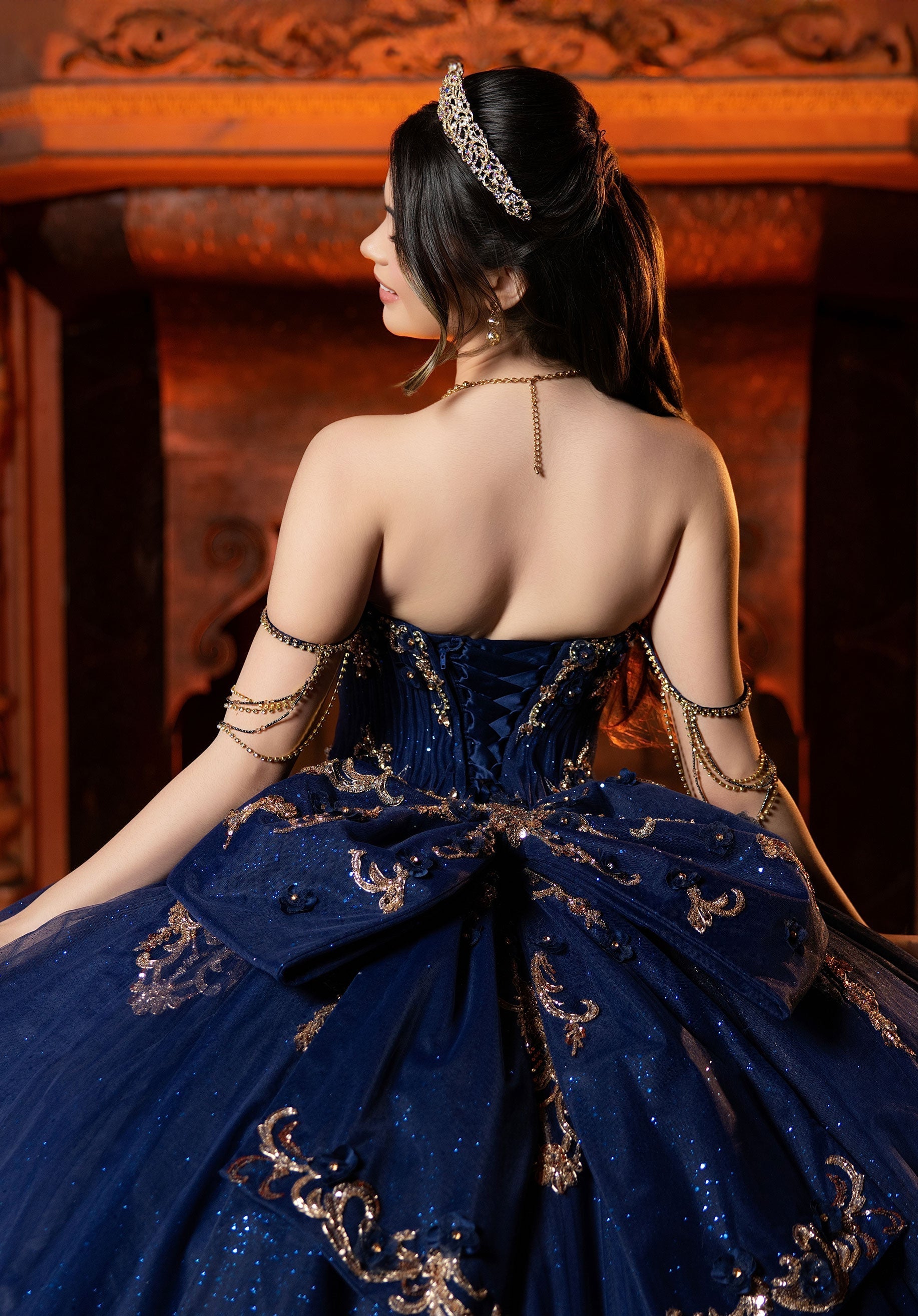 Strapless Curved Neck Floor-Length Tulle Quinceanera Ball Gown MGNY 4080044