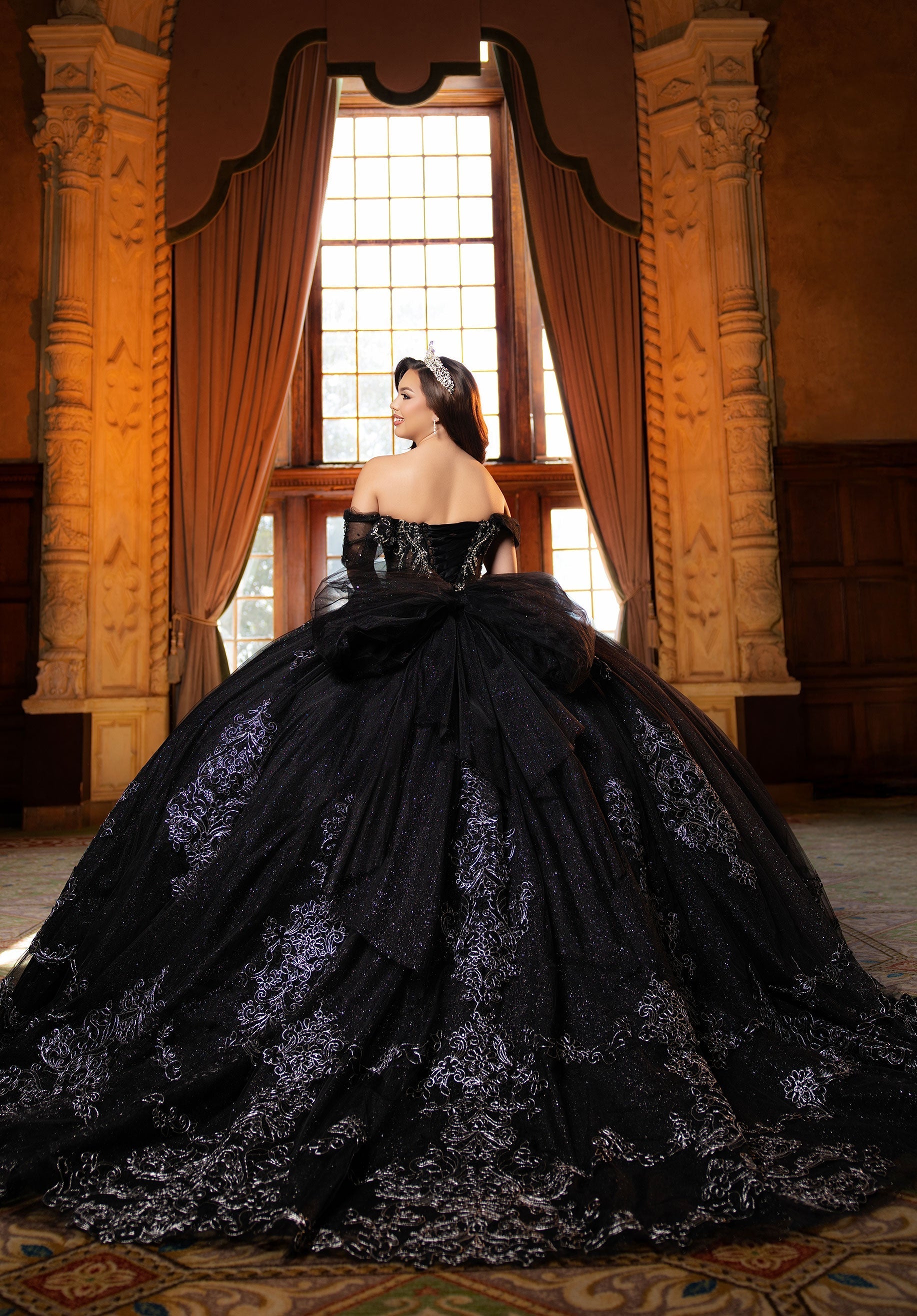 Off-the-Shoulder Floor-Length Tulle Quinceanera Ball Gown MGNY 4080045
