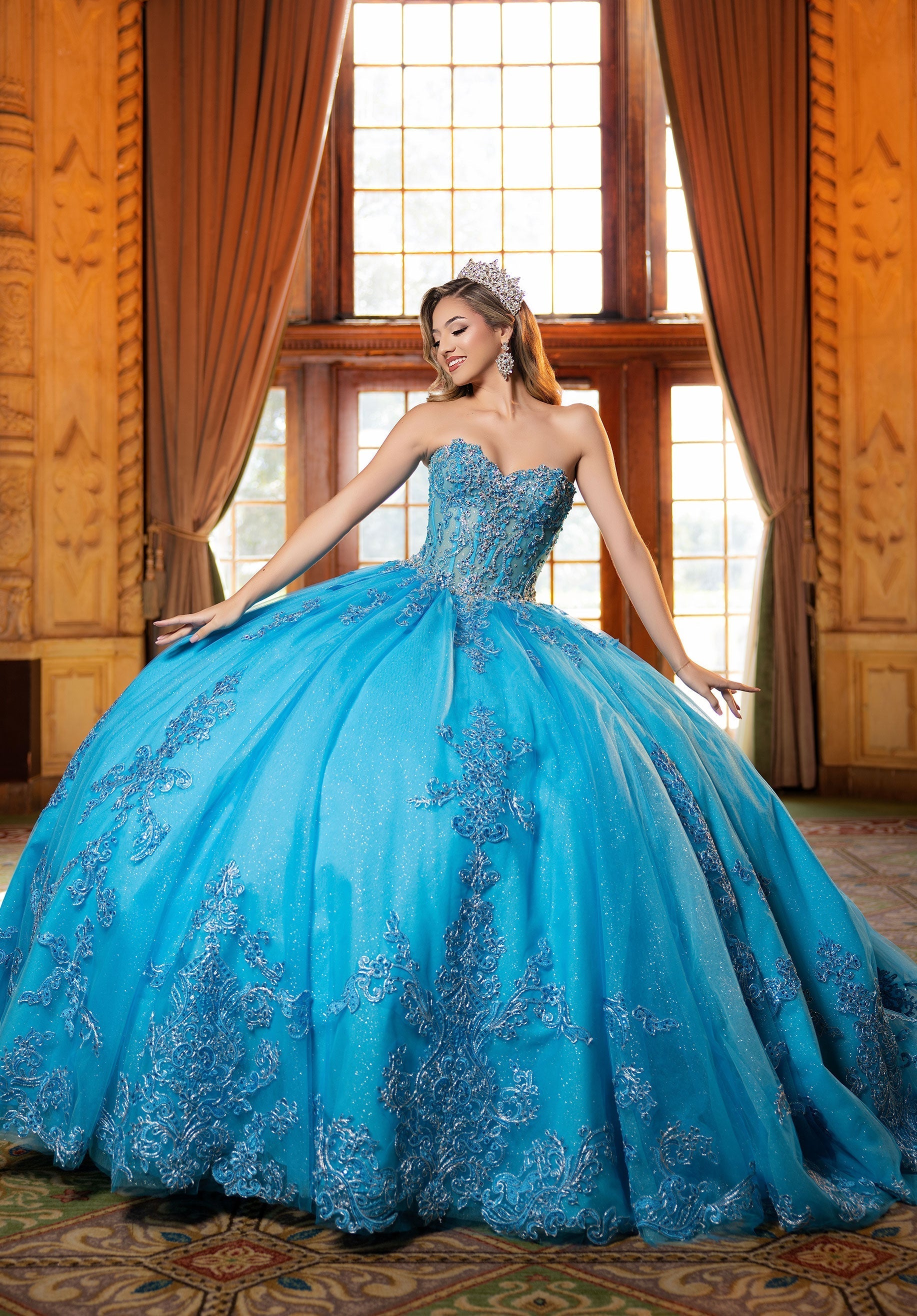 Off-the-Shoulder Floor-Length Tulle Quinceanera Ball Gown MGNY 4080045