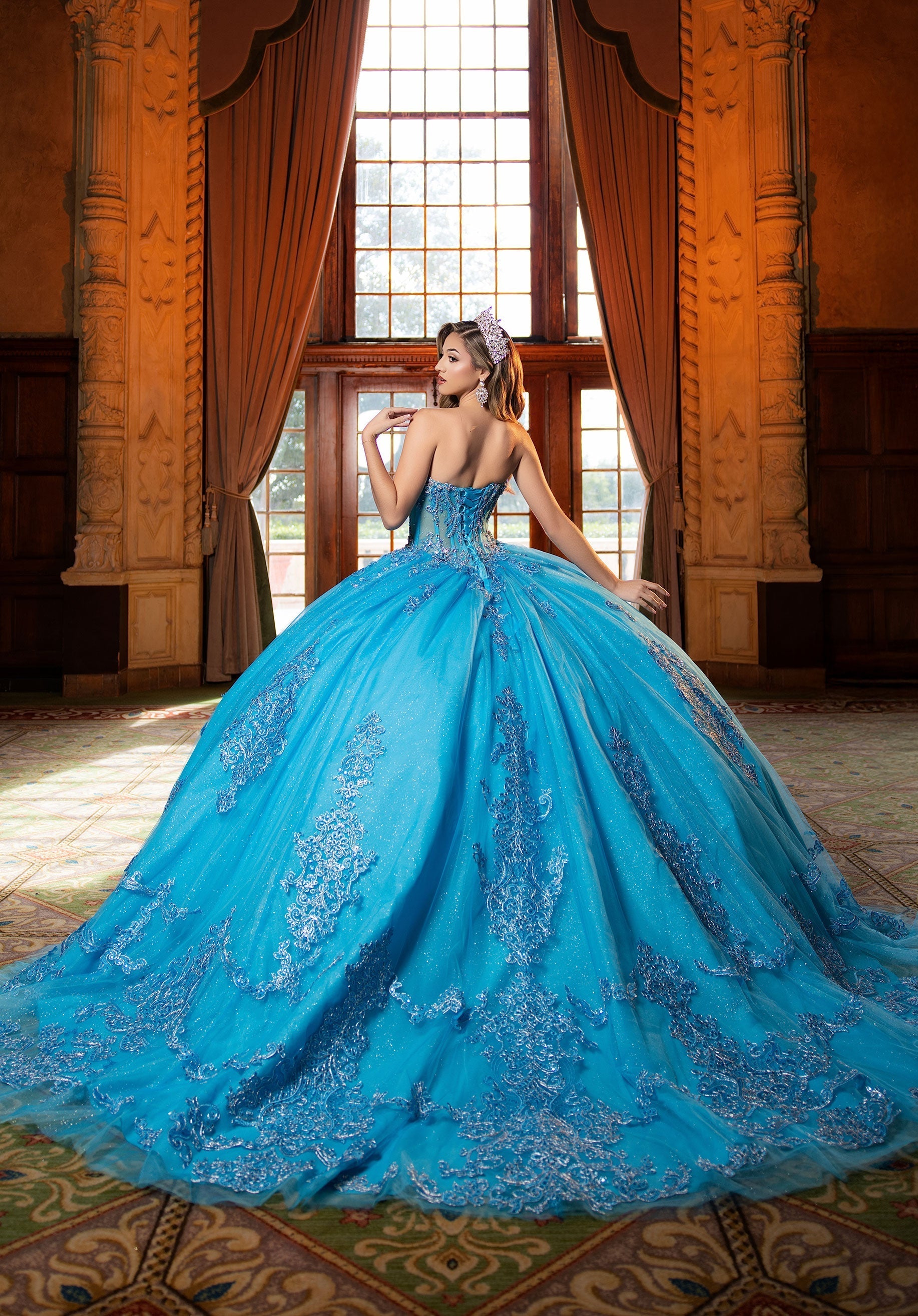 Off-the-Shoulder Floor-Length Tulle Quinceanera Ball Gown MGNY 4080045