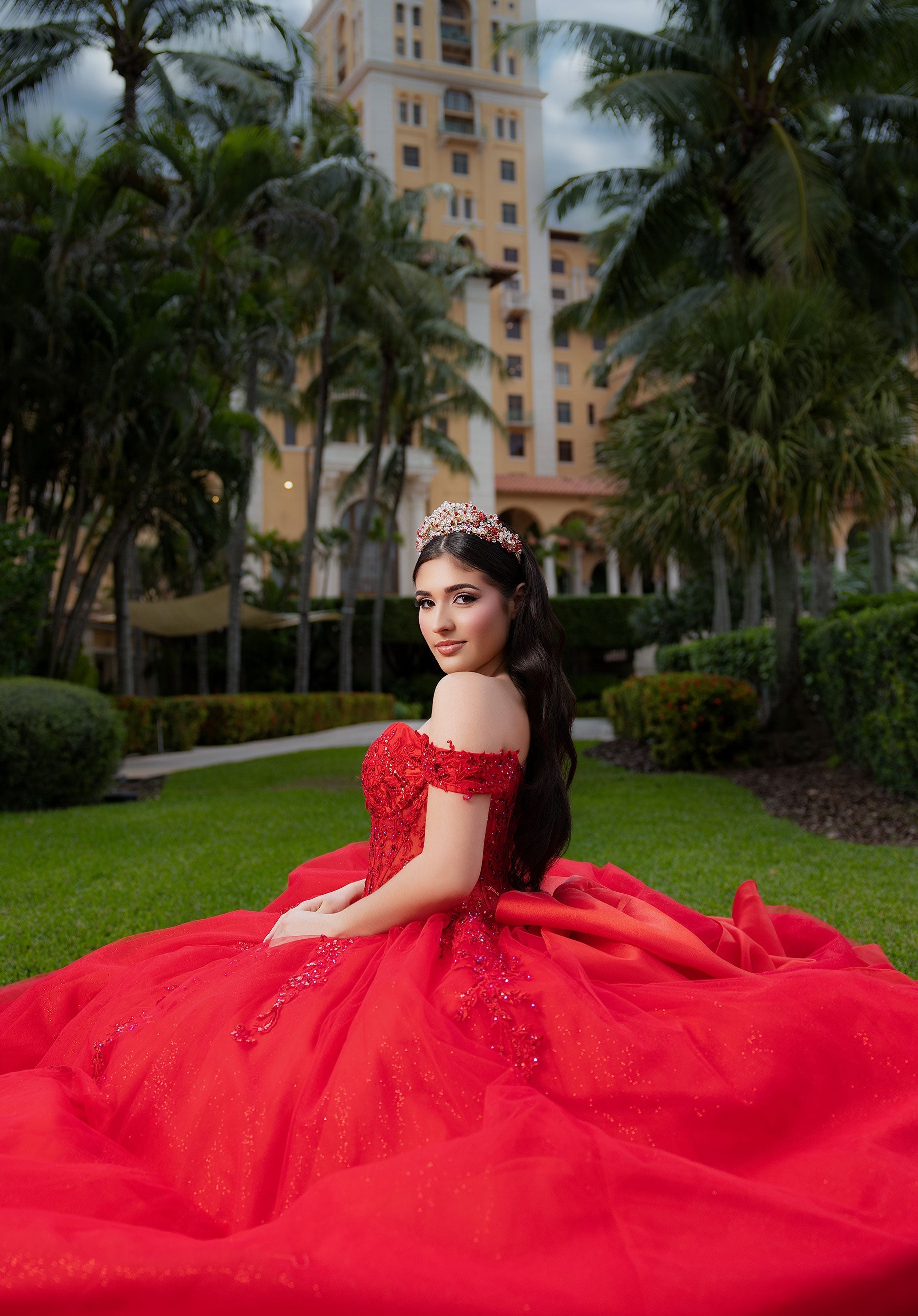 Off-the-Shoulder Floor-Length Tulle Quinceanera Ball Gown MGNY 4080046