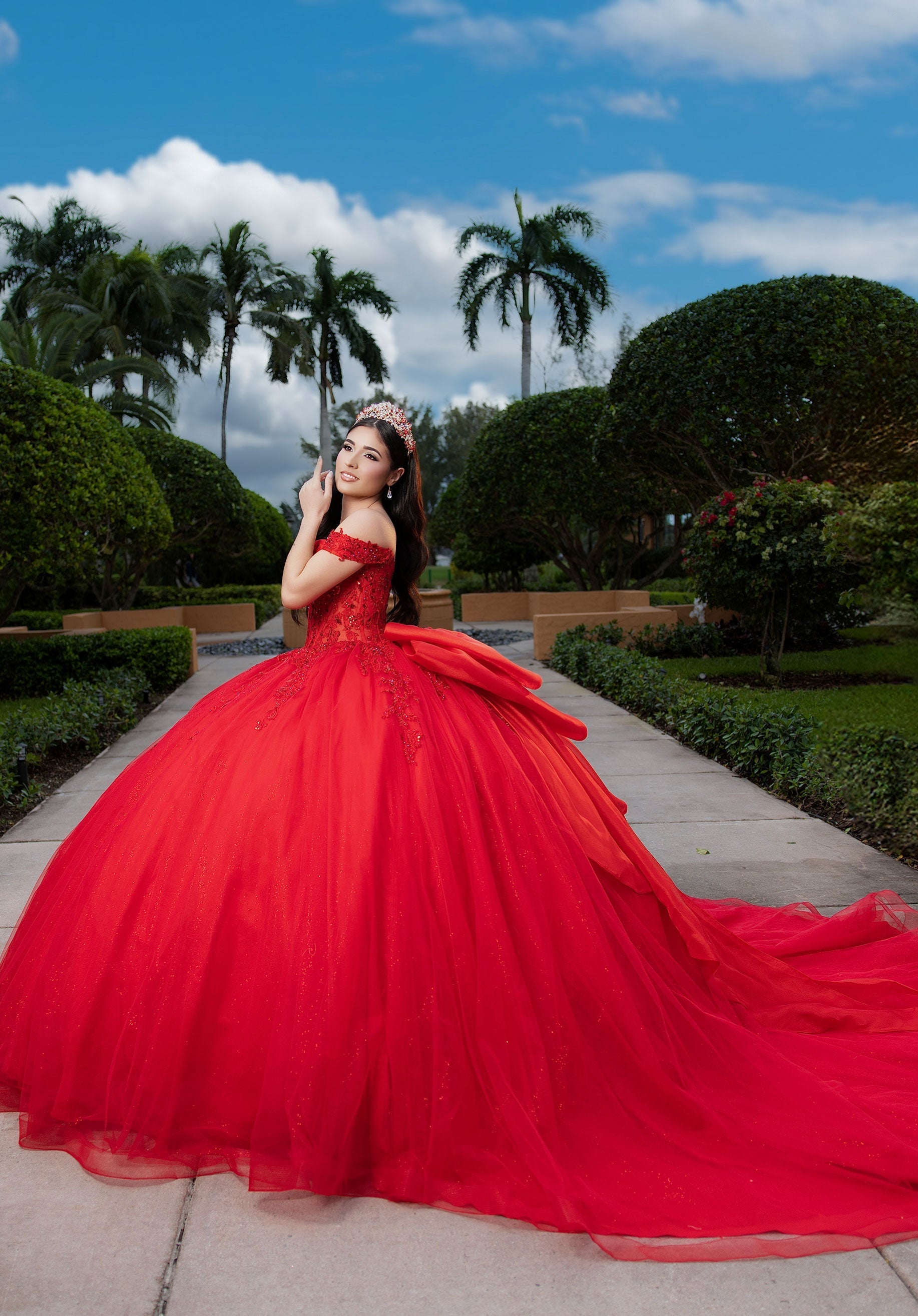 Off-the-Shoulder Floor-Length Tulle Quinceanera Ball Gown MGNY 4080046