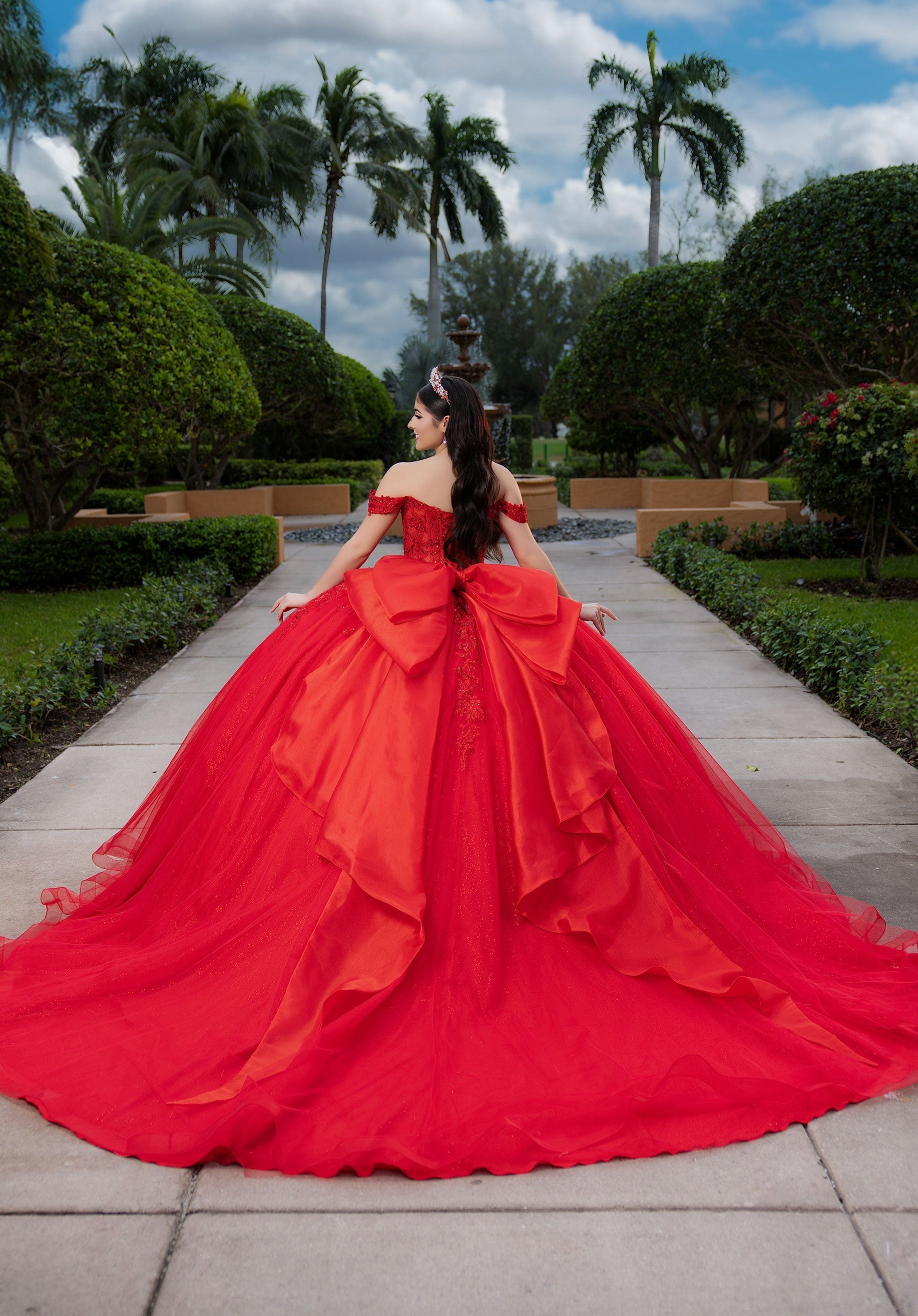 Off-the-Shoulder Floor-Length Tulle Quinceanera Ball Gown MGNY 4080046