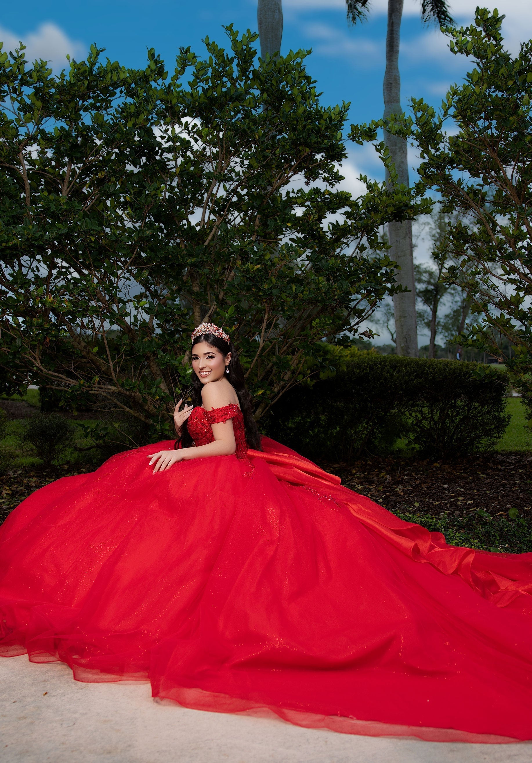 Off-the-Shoulder Floor-Length Tulle Quinceanera Ball Gown MGNY 4080046