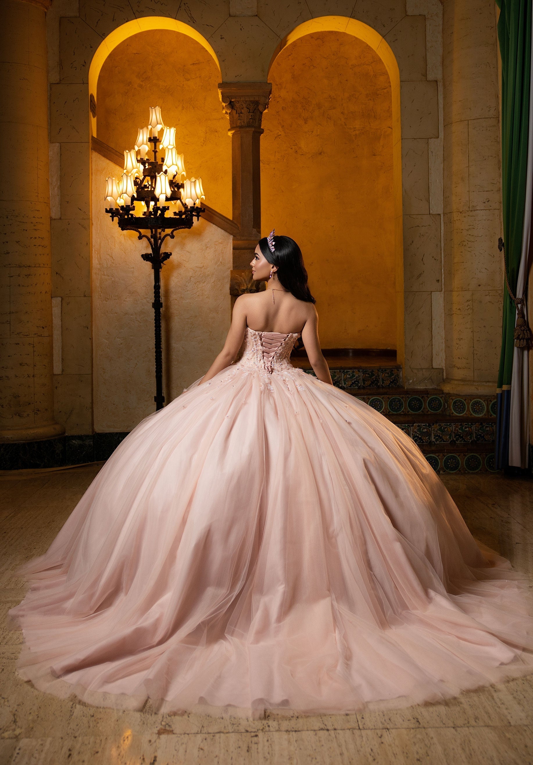 Off-the-Shoulder Floor-Length Tulle Quinceanera Ball Gown MGNY Madeline Gardner New York 4080050