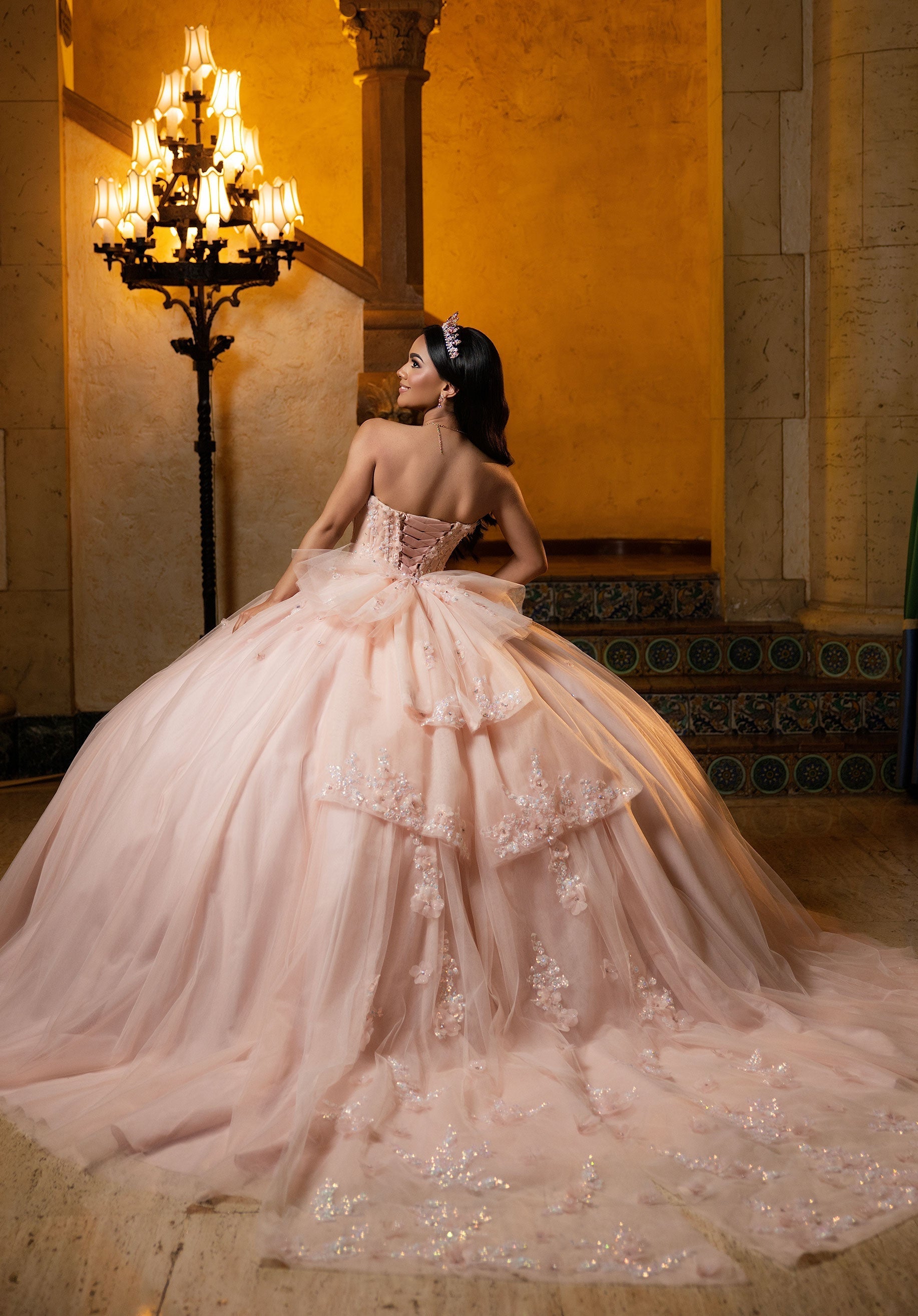 Off-the-Shoulder Floor-Length Tulle Quinceanera Ball Gown MGNY Madeline Gardner New York 4080050