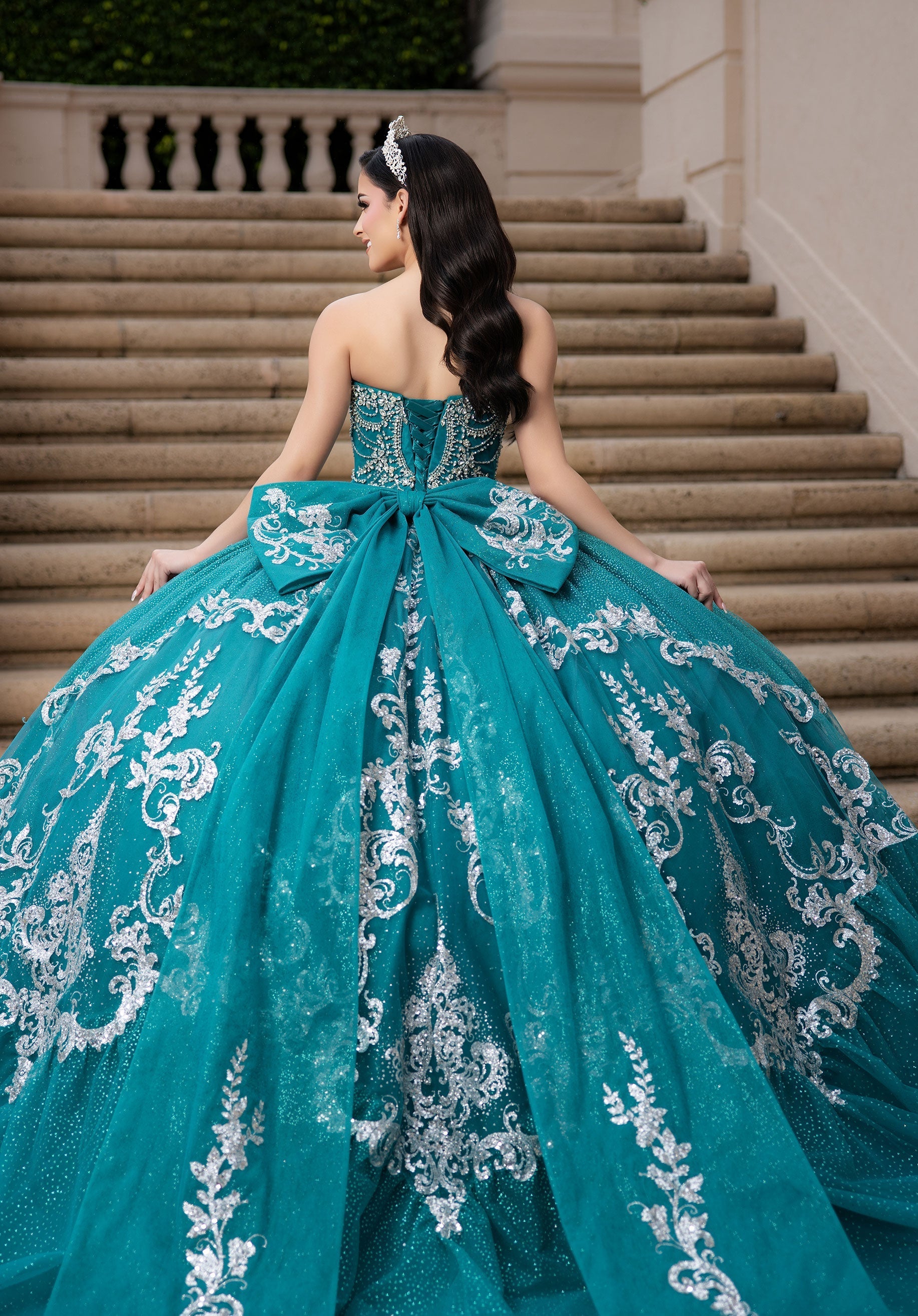 Off-the-Shoulder Floor-Length Tulle Quinceanera Ball Gown MGNY 4080051