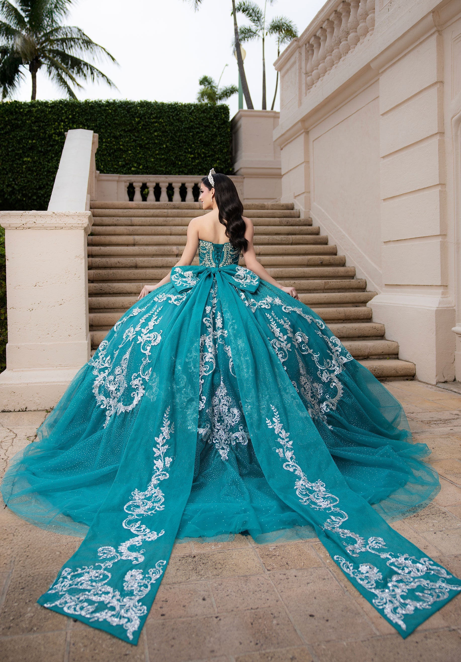 Off-the-Shoulder Floor-Length Tulle Quinceanera Ball Gown MGNY 4080051