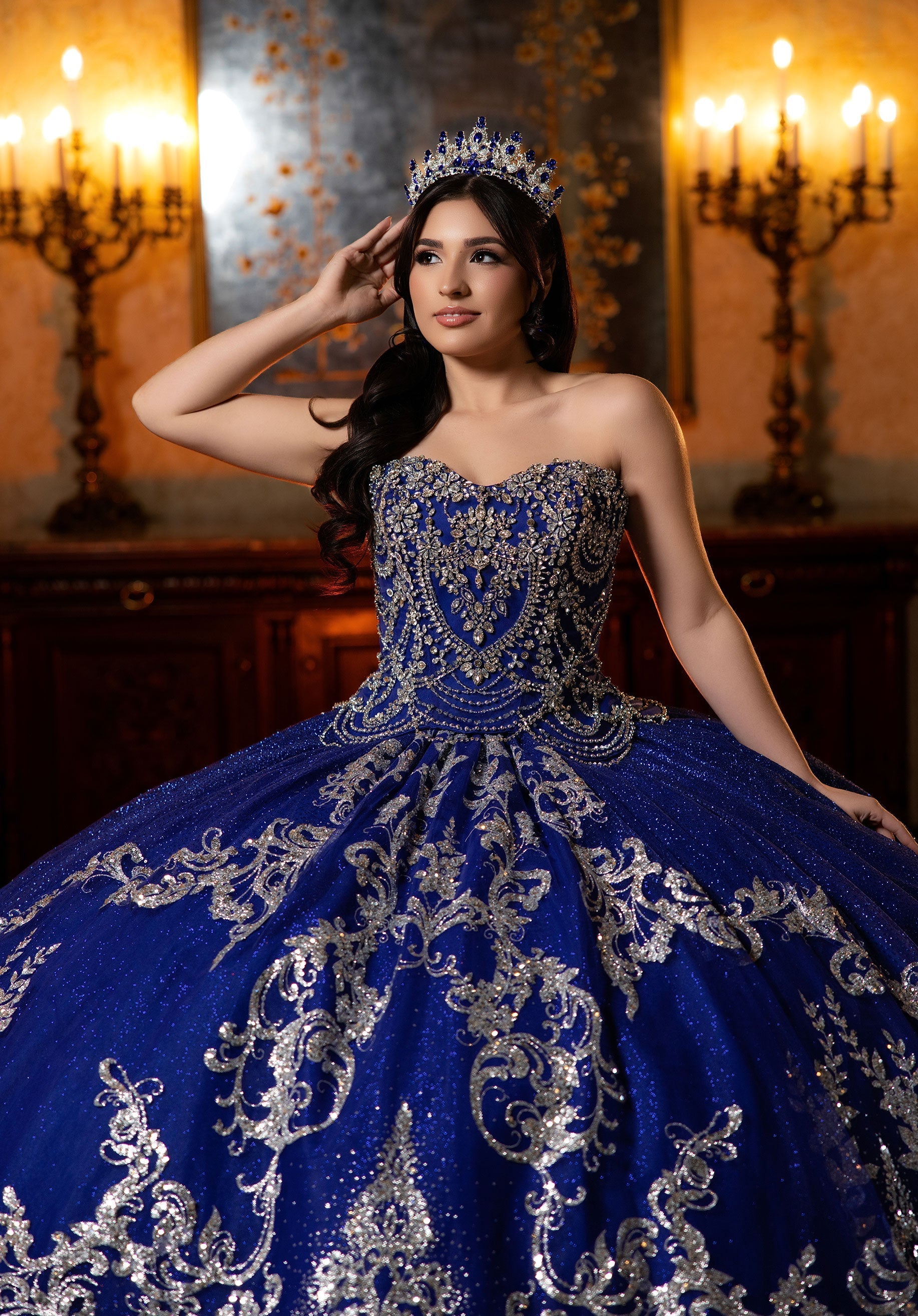 Off-the-Shoulder Floor-Length Tulle Quinceanera Ball Gown MGNY 4080051
