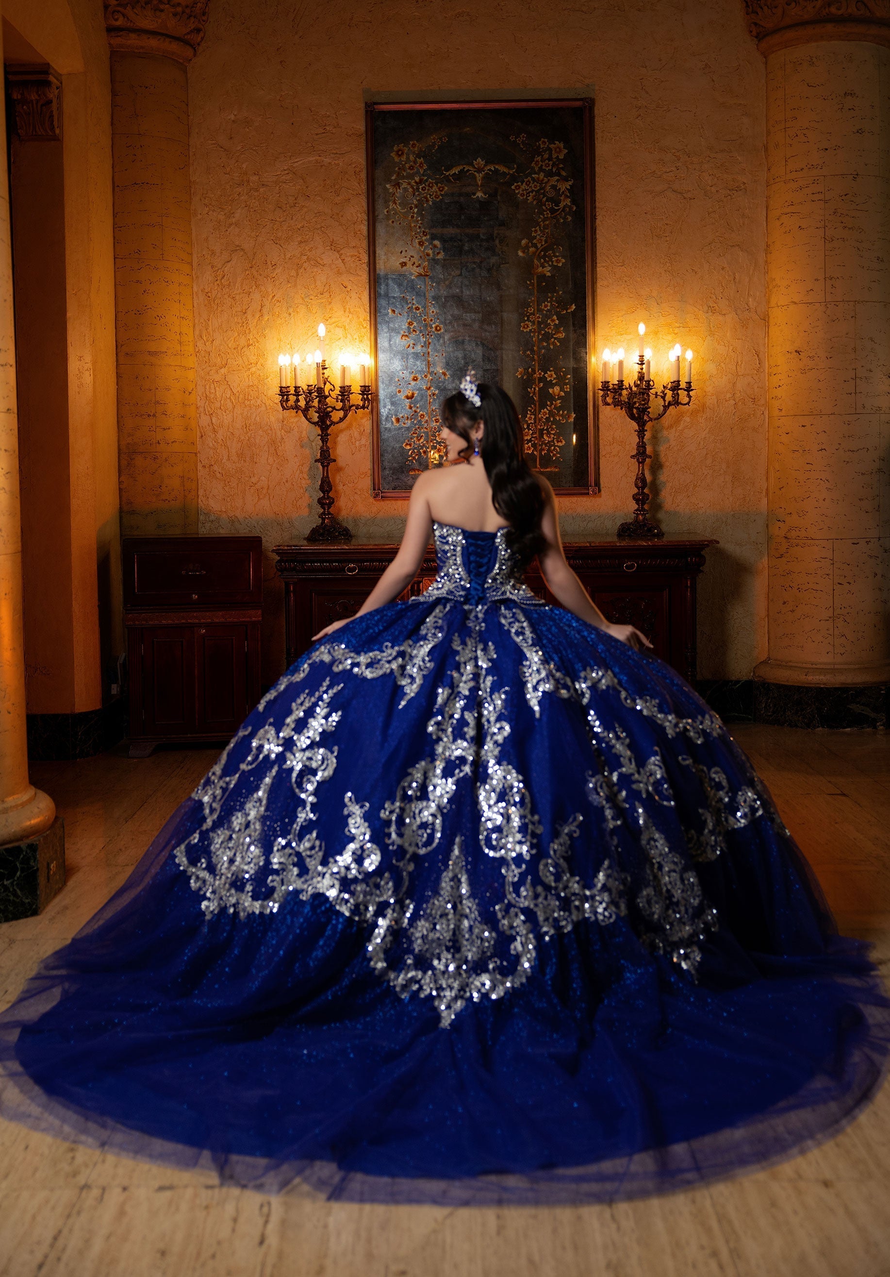 Off-the-Shoulder Floor-Length Tulle Quinceanera Ball Gown MGNY 4080051