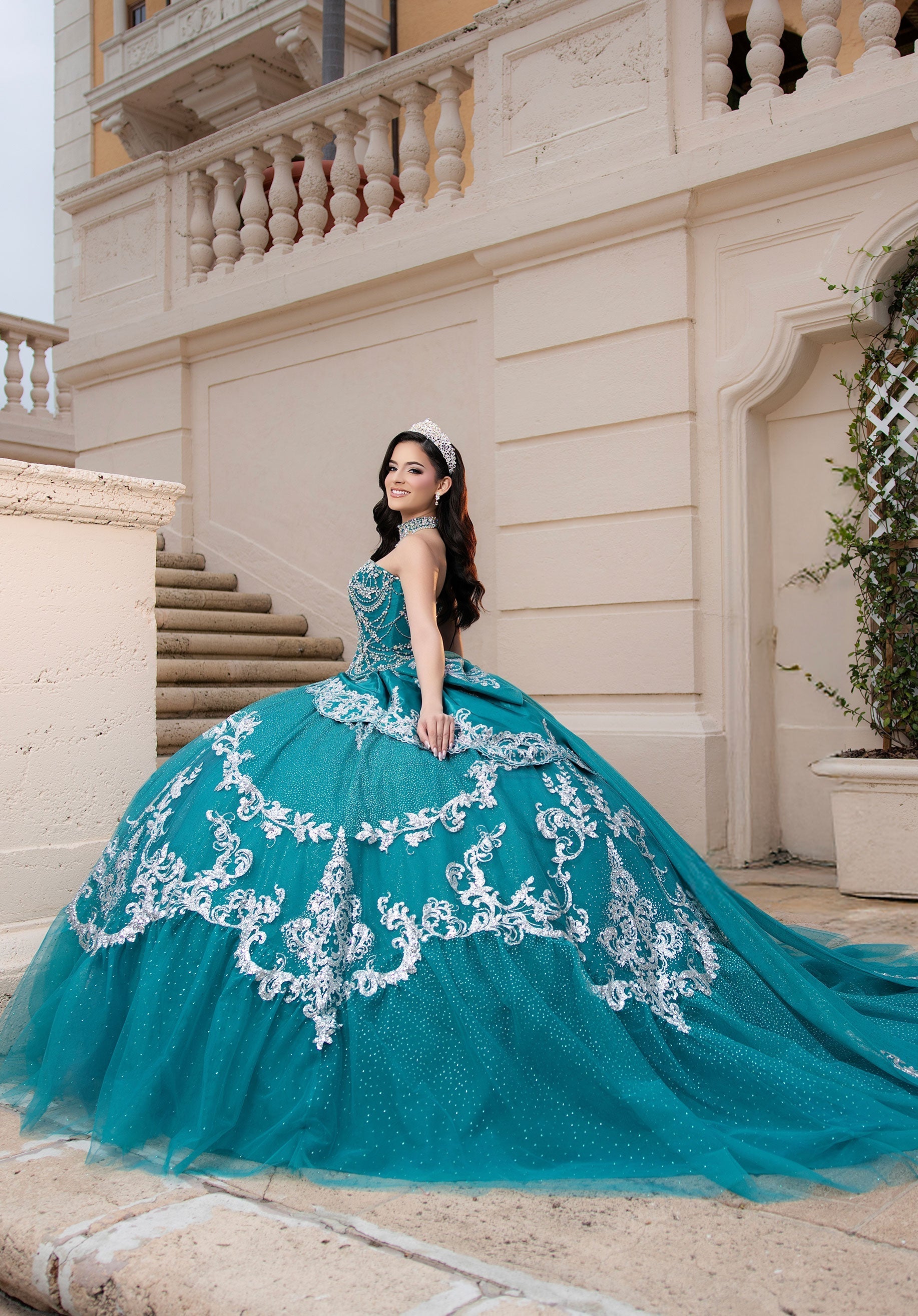 Off-the-Shoulder Floor-Length Tulle Quinceanera Ball Gown MGNY 4080051