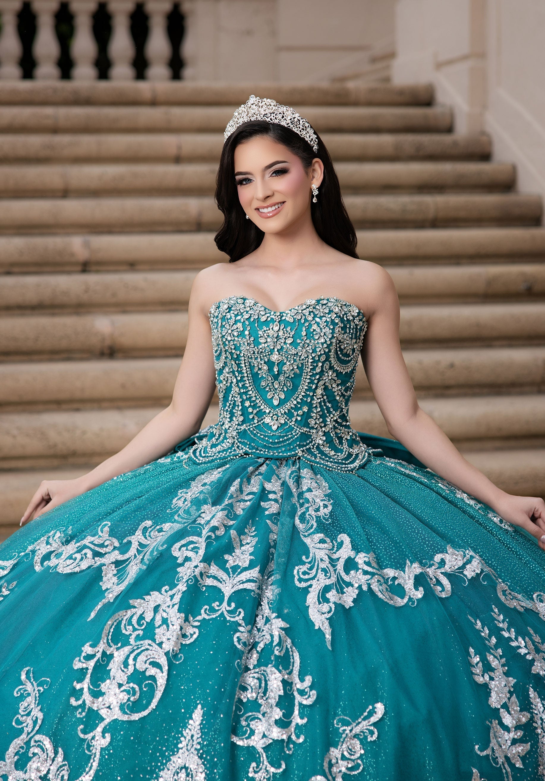 Off-the-Shoulder Floor-Length Tulle Quinceanera Ball Gown MGNY 4080051