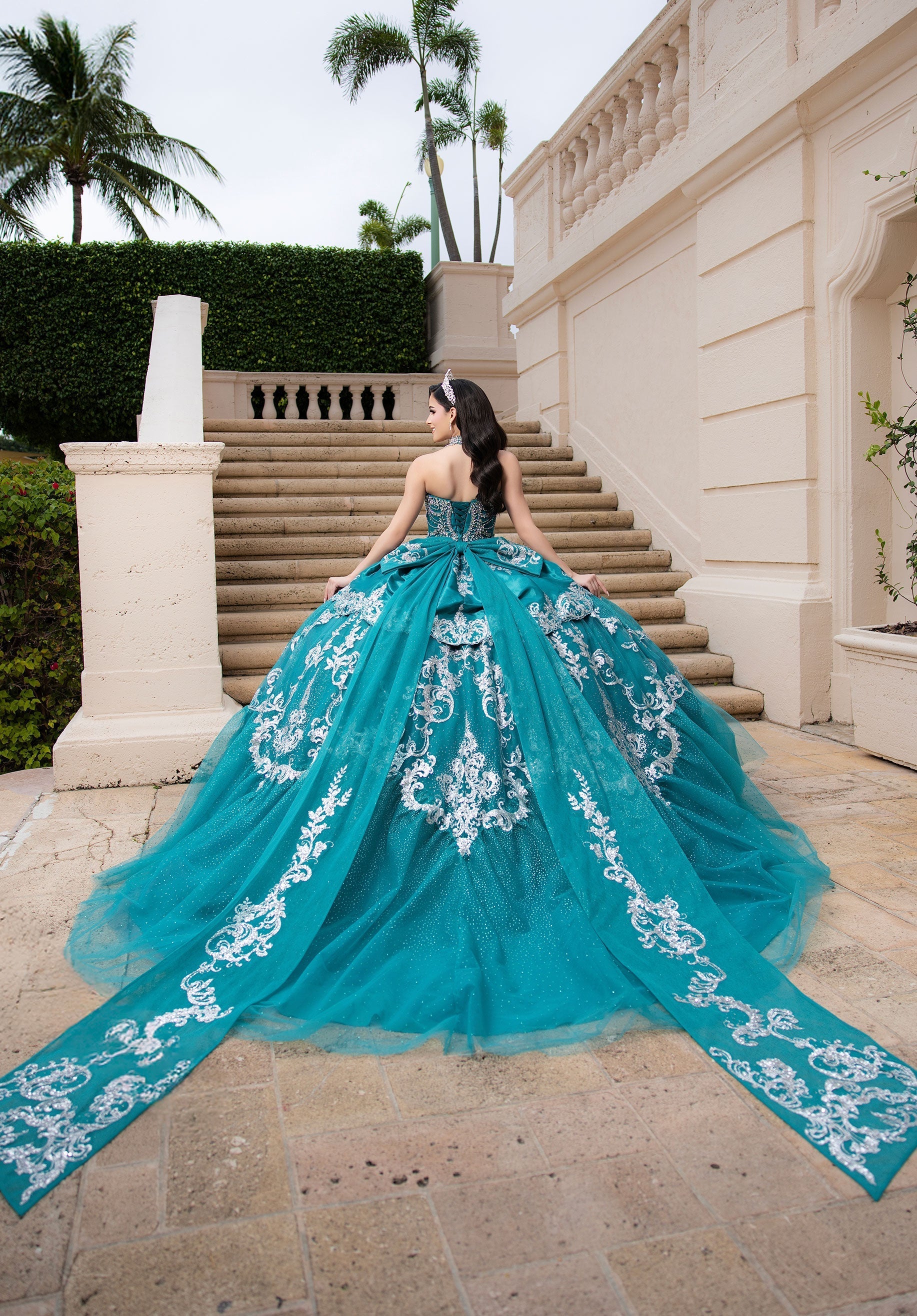 Off-the-Shoulder Floor-Length Tulle Quinceanera Ball Gown MGNY 4080051
