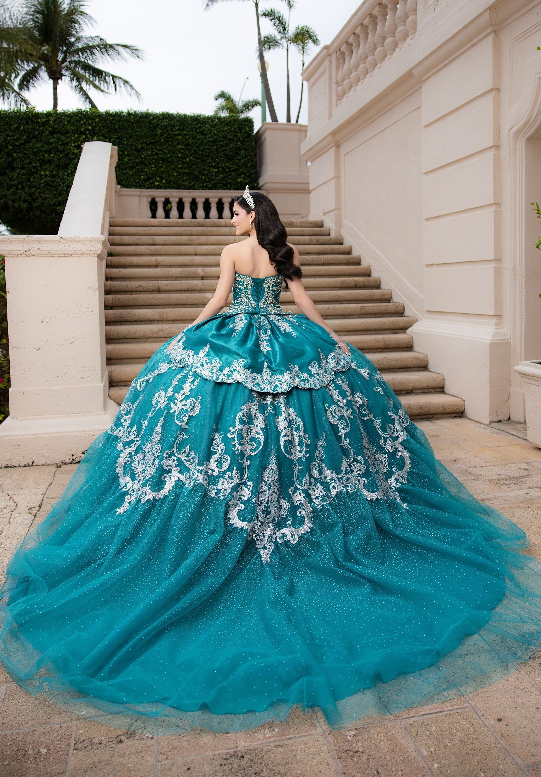Off-the-Shoulder Floor-Length Tulle Quinceanera Ball Gown MGNY 4080051